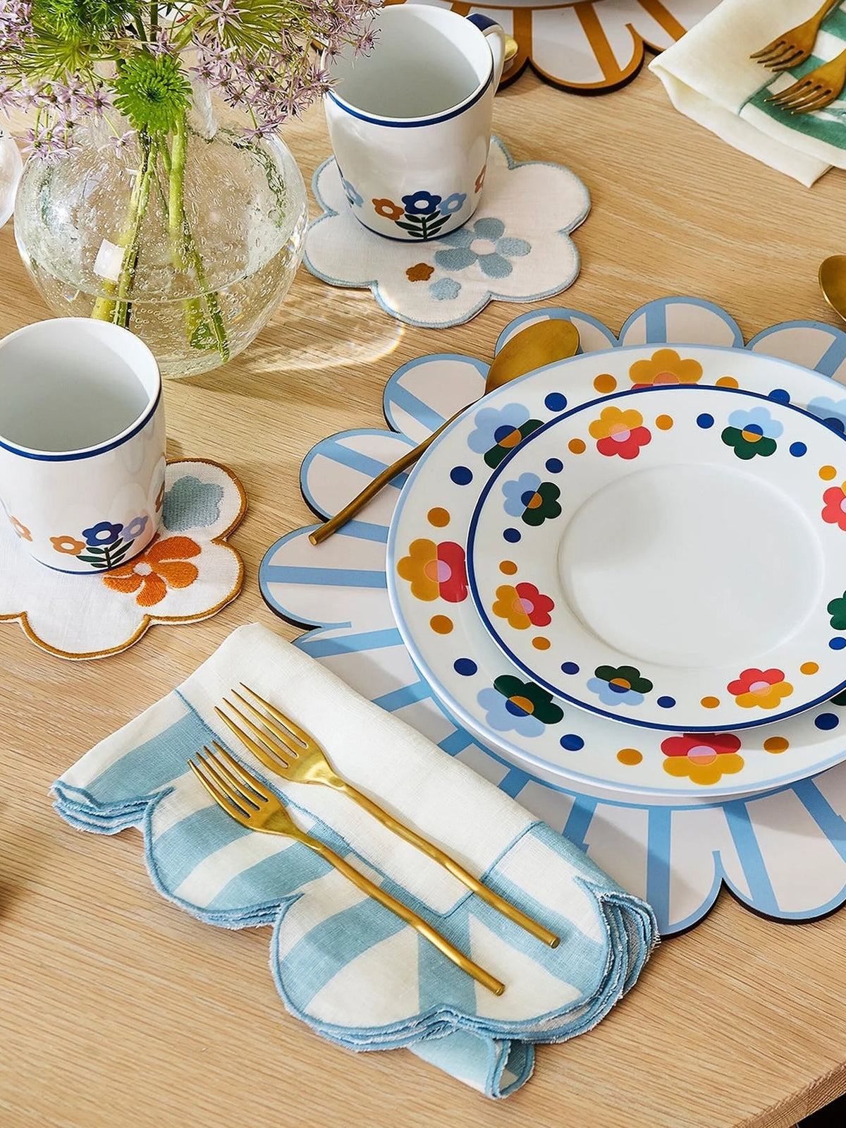 scallop stripe wipeable placemats (set of four)