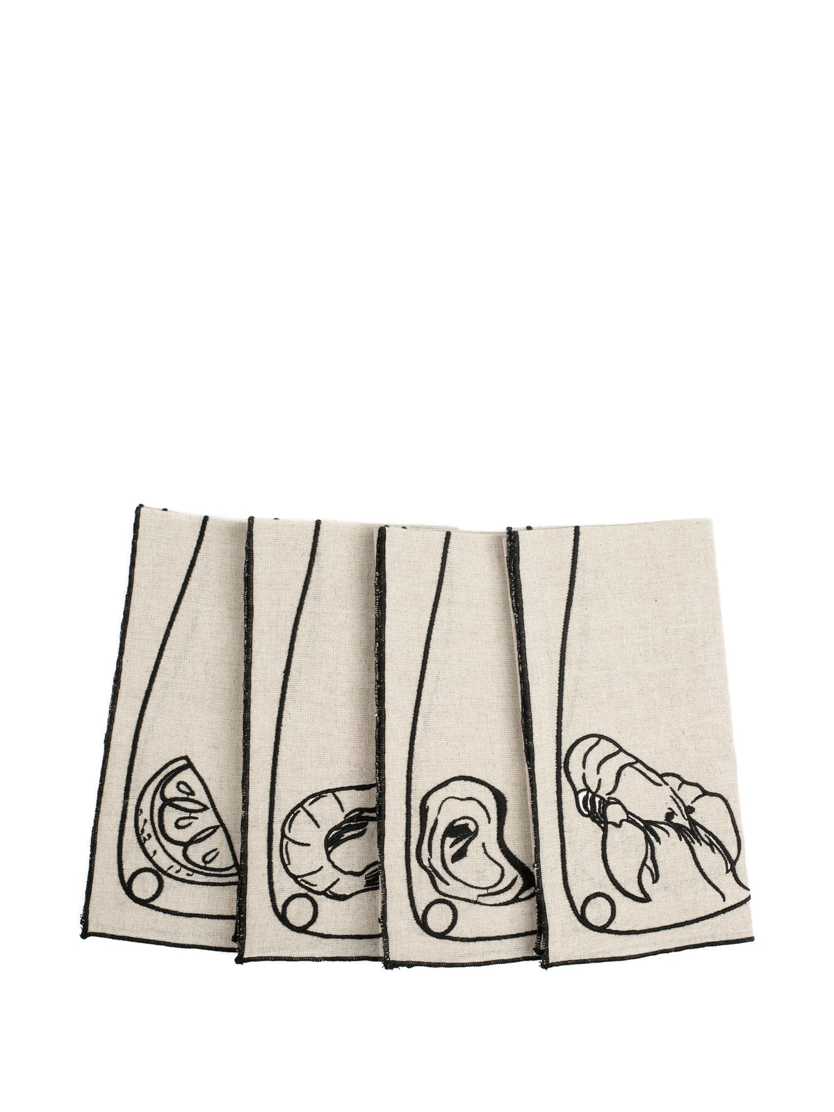 line drawing embroidered linen napkins (set of four)