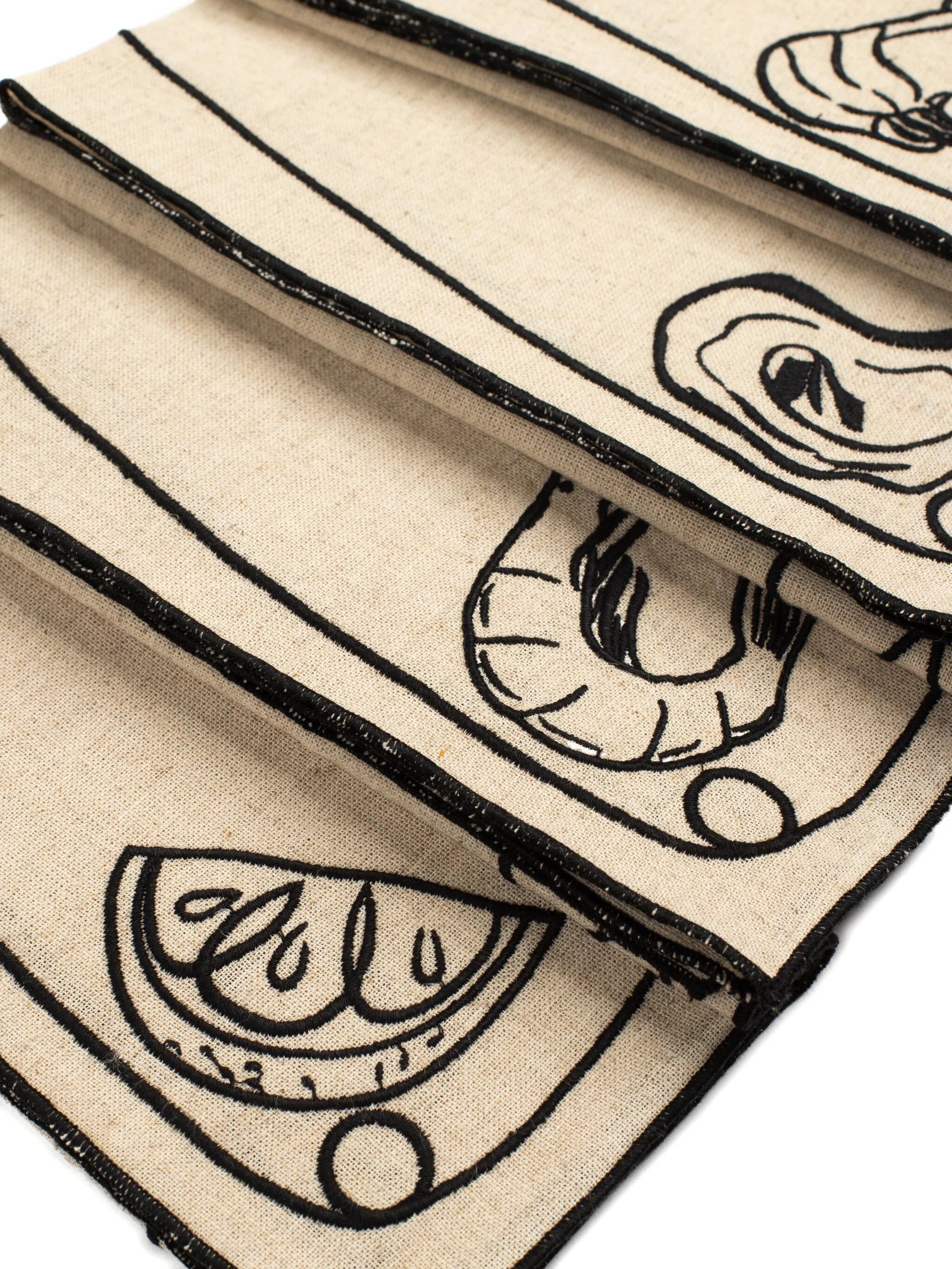 line drawing embroidered linen napkins (set of four)