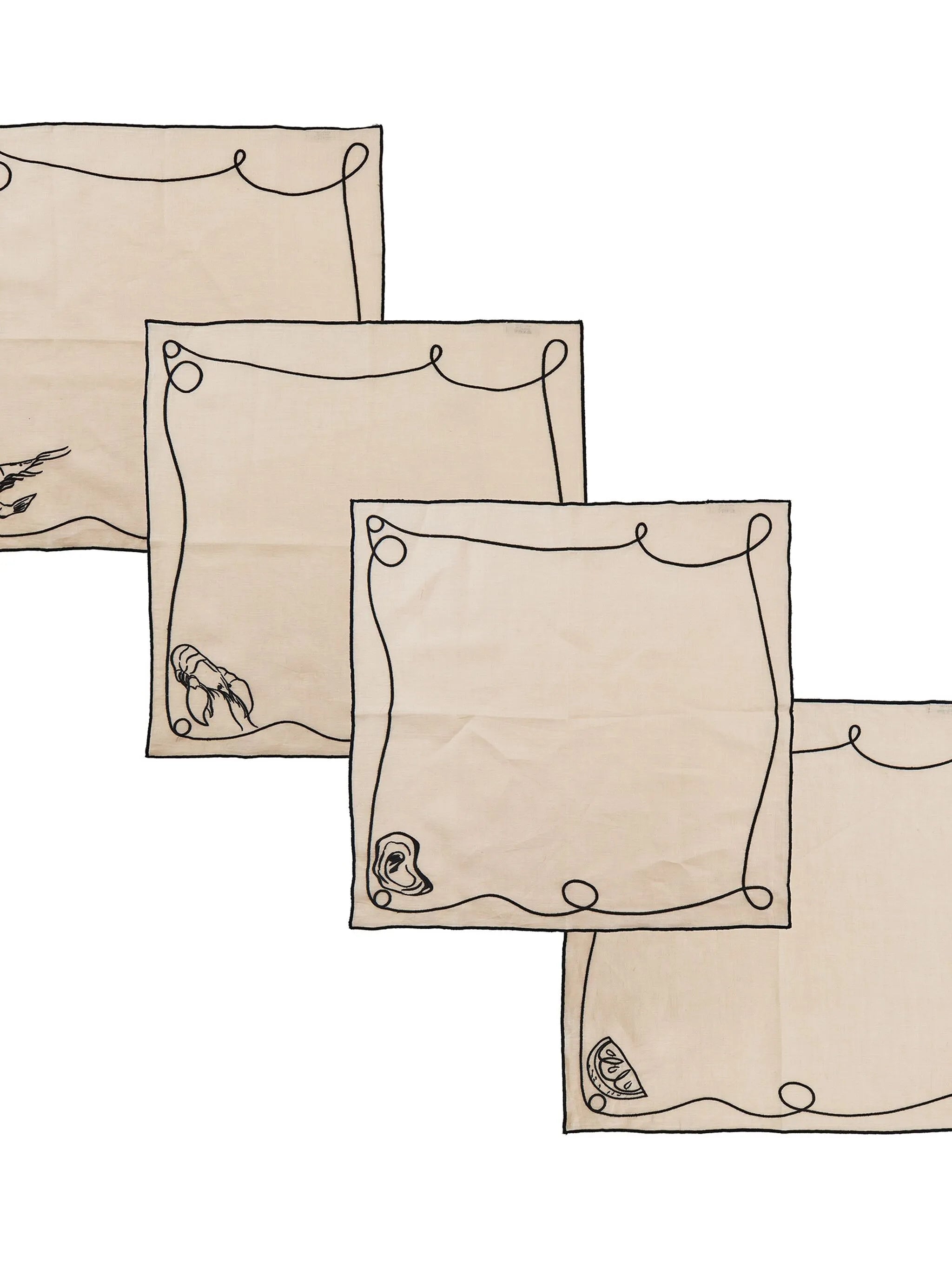 line-drawing linen napkins (set of four)
