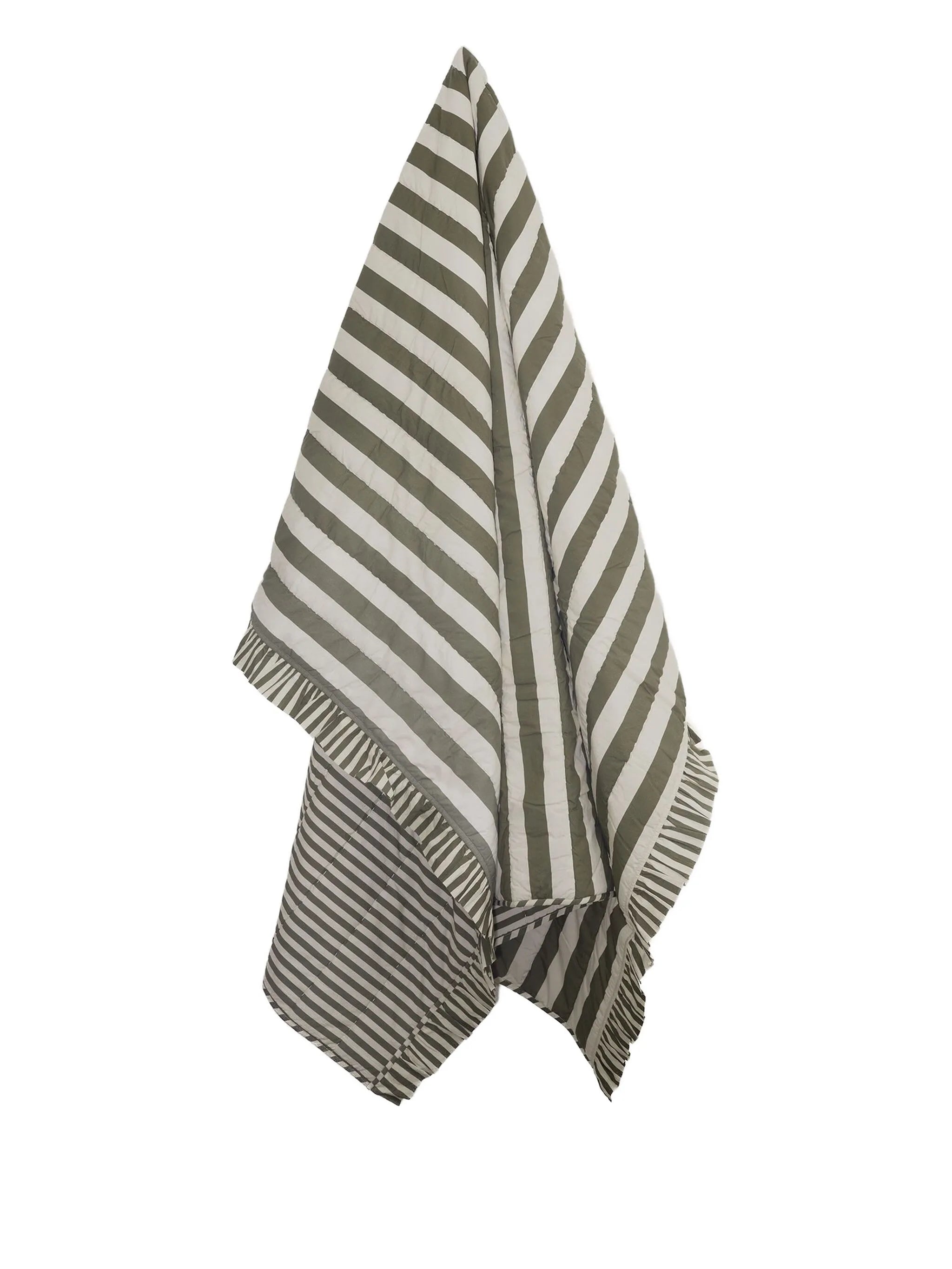 striped ruffled quilt