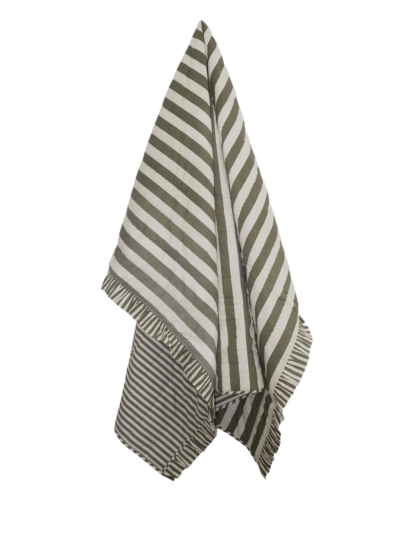 striped ruffled quilt