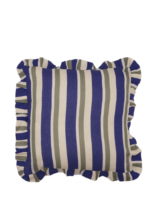 striped ruffled cushion cover