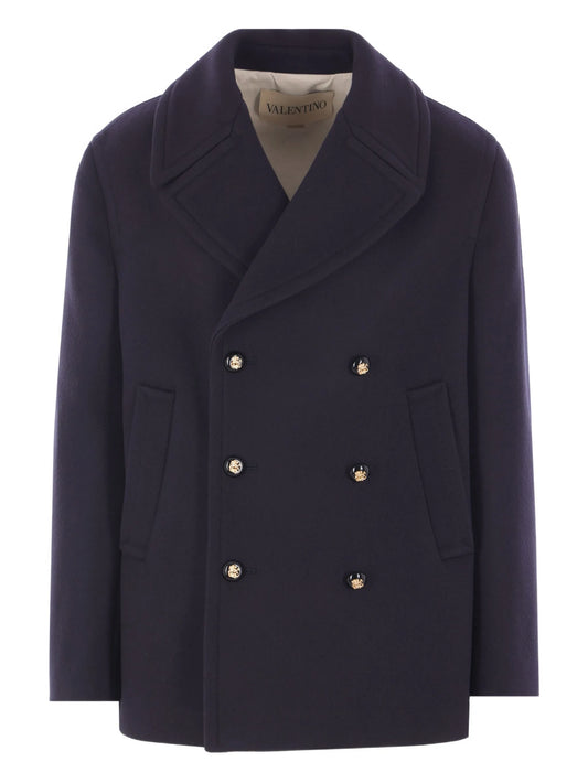 double-breasted wool peacoat