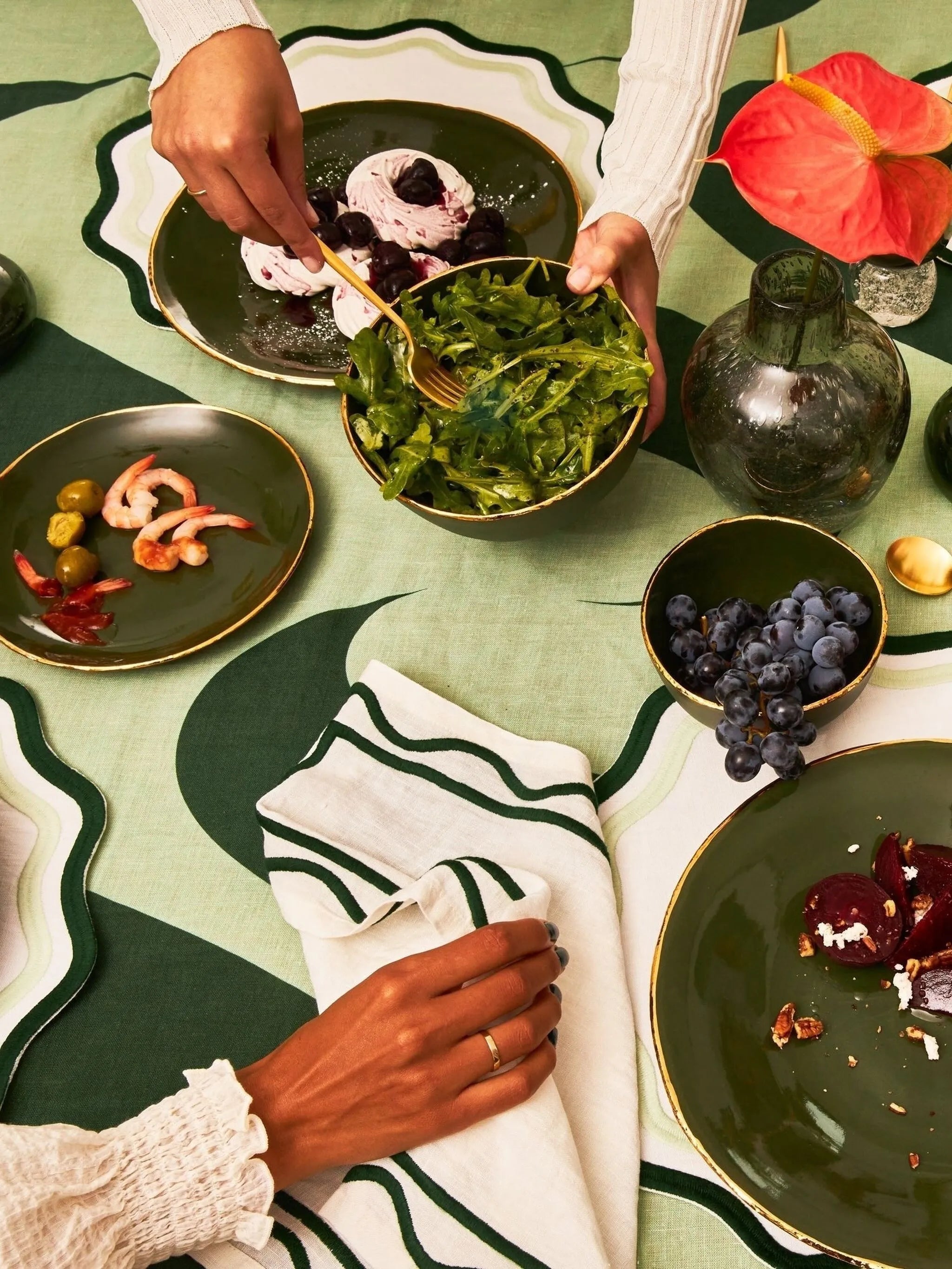 Colorblock Embroidered Linen Napkins (set of four)