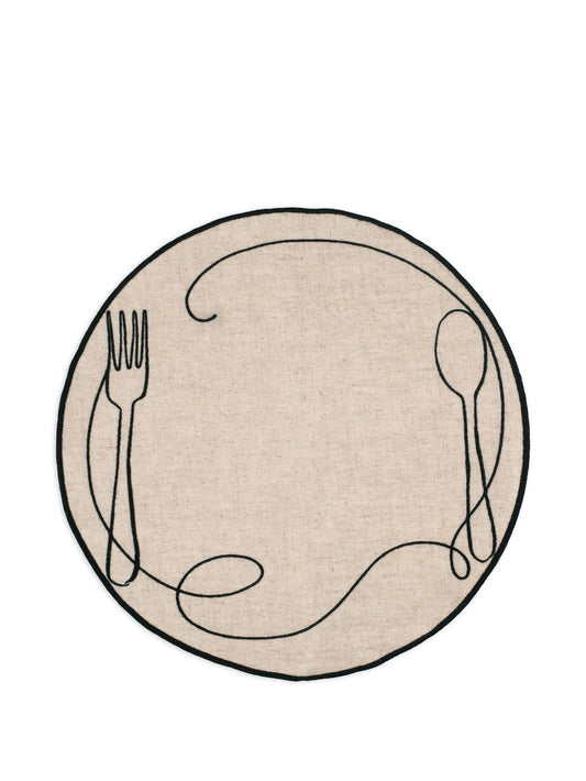line drawing embroidered linen placemats (set of four)