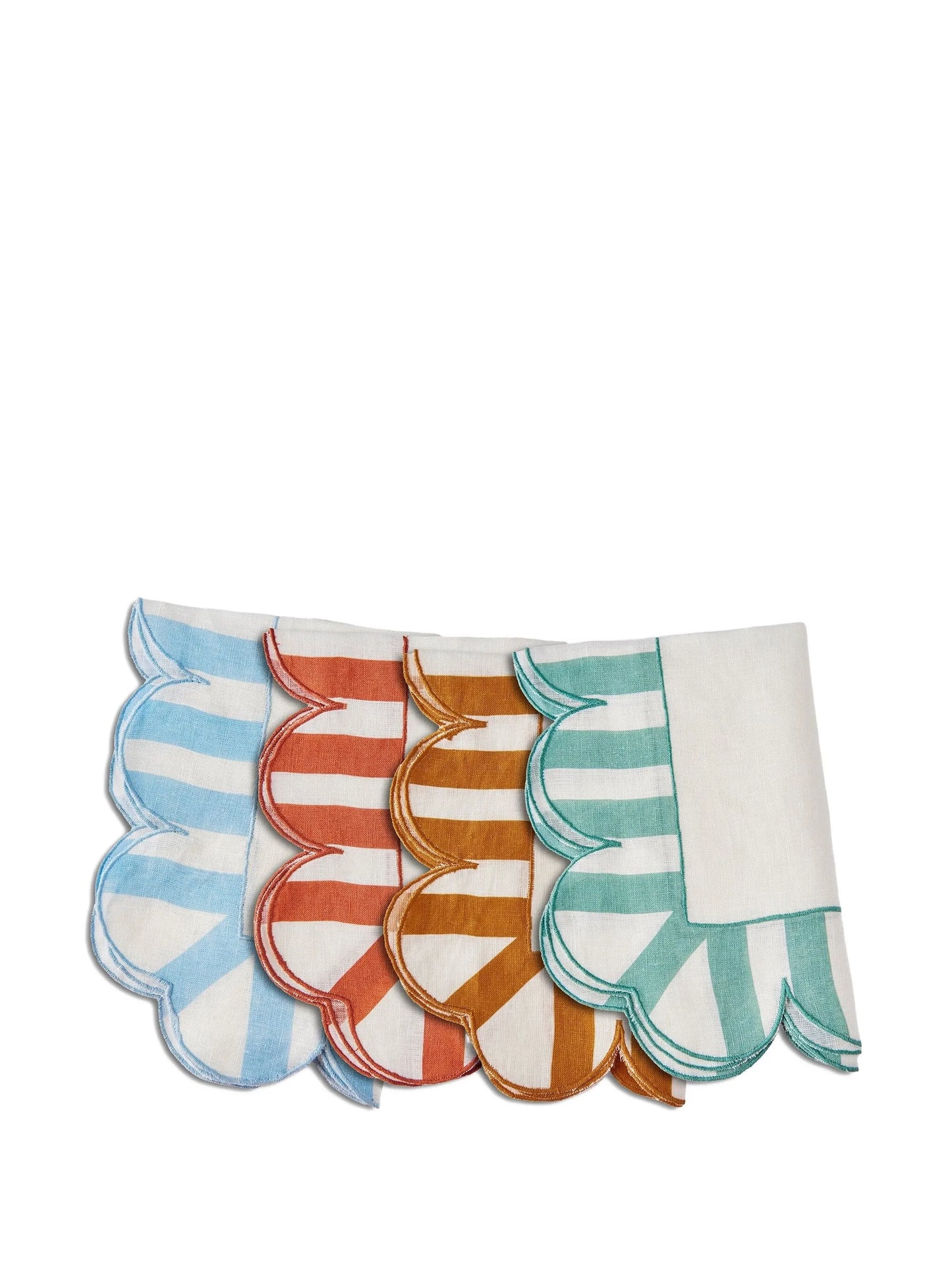 scalloped-edge striped napkins (set of four)
