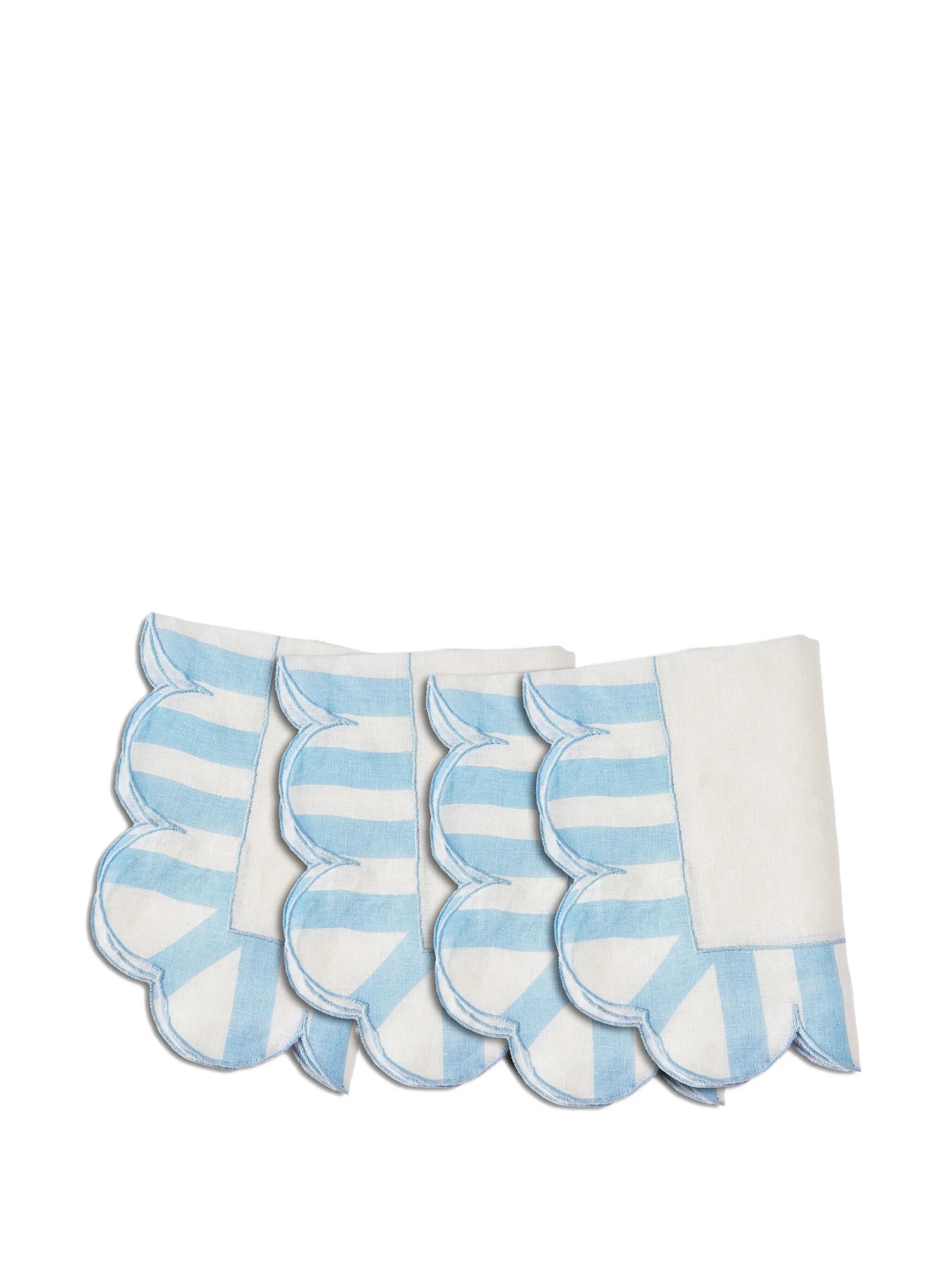 scalloped-edge striped linen napkins (set of four)