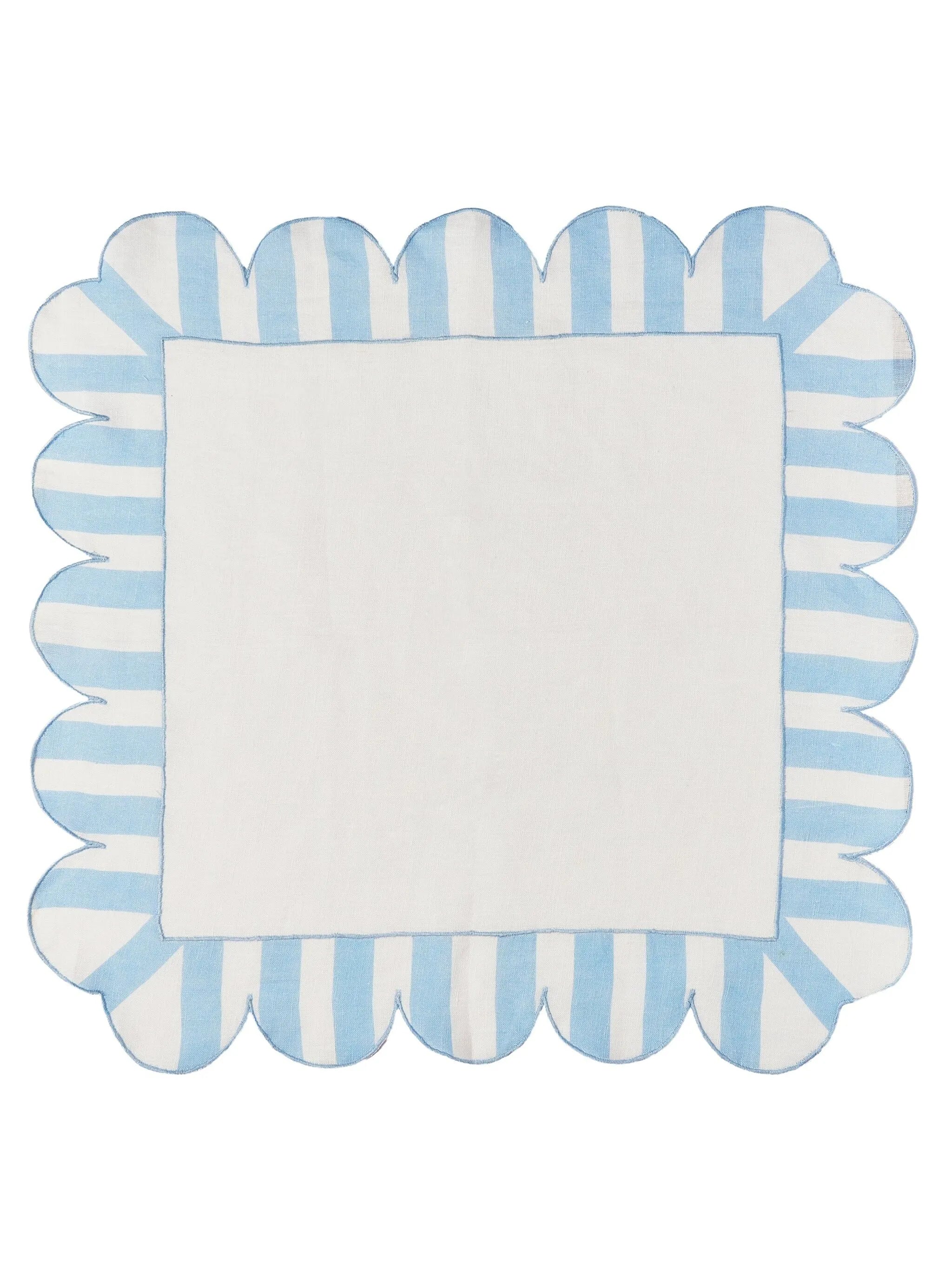 scalloped-edge striped linen napkins (set of four)