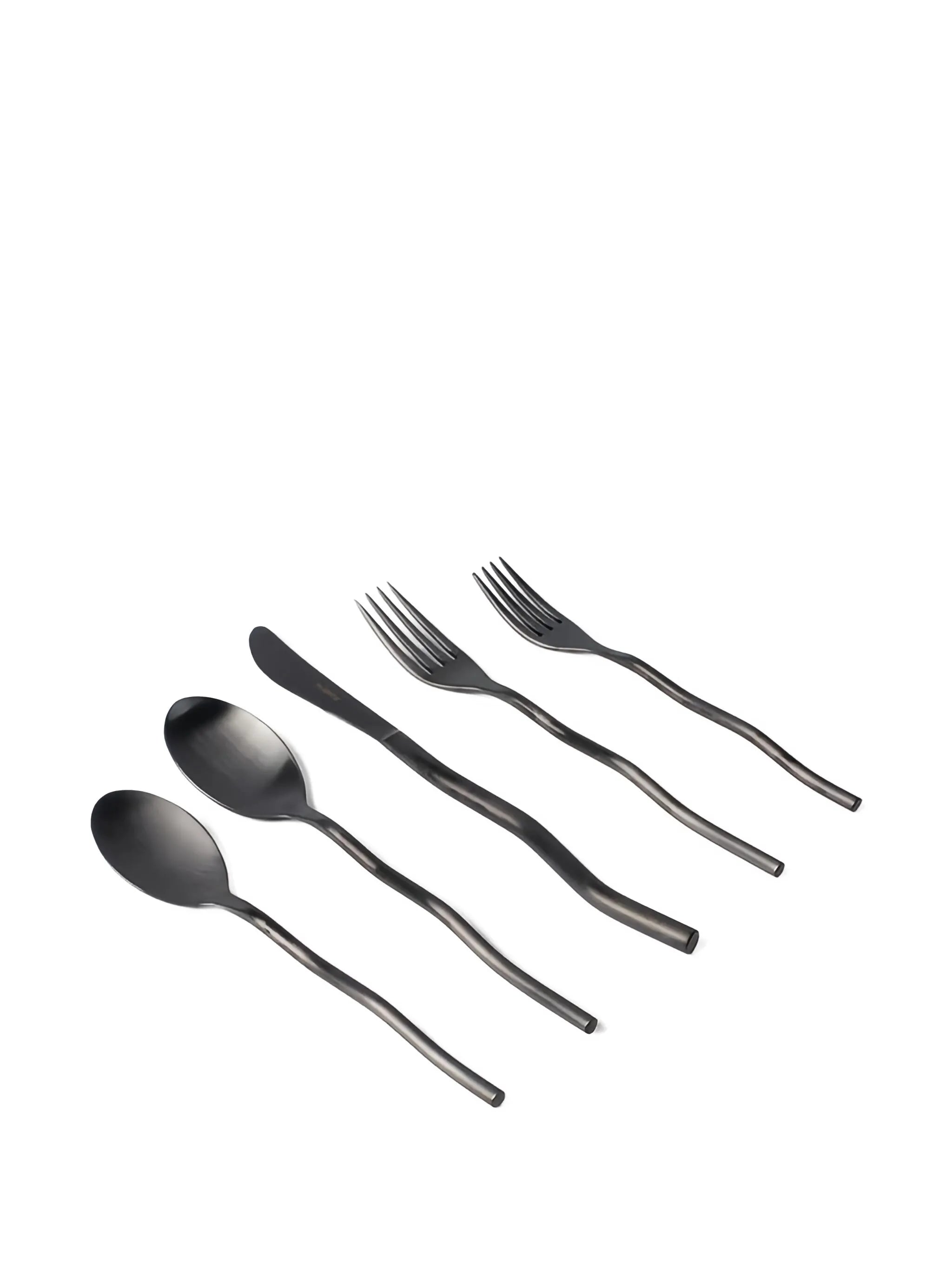 Squiggle 5 piece cutlery set in matte black