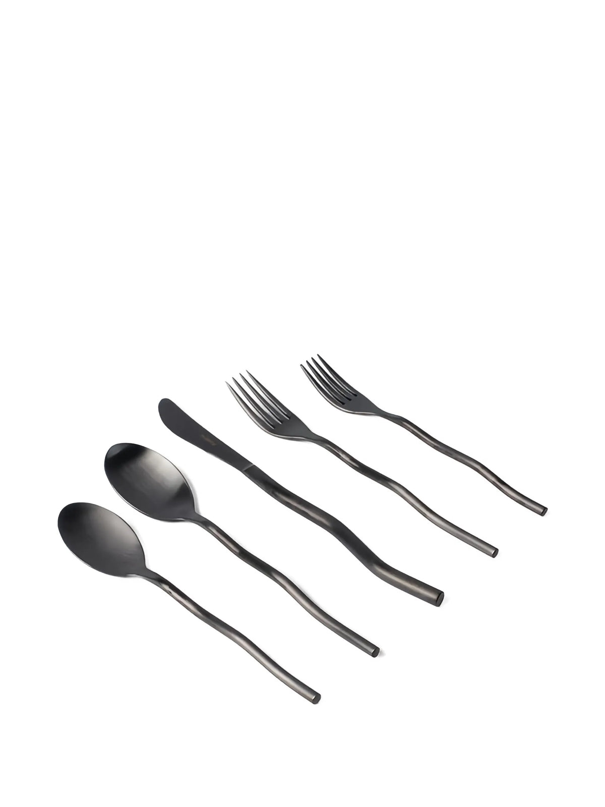 Squiggle 5 piece cutlery set in matte black