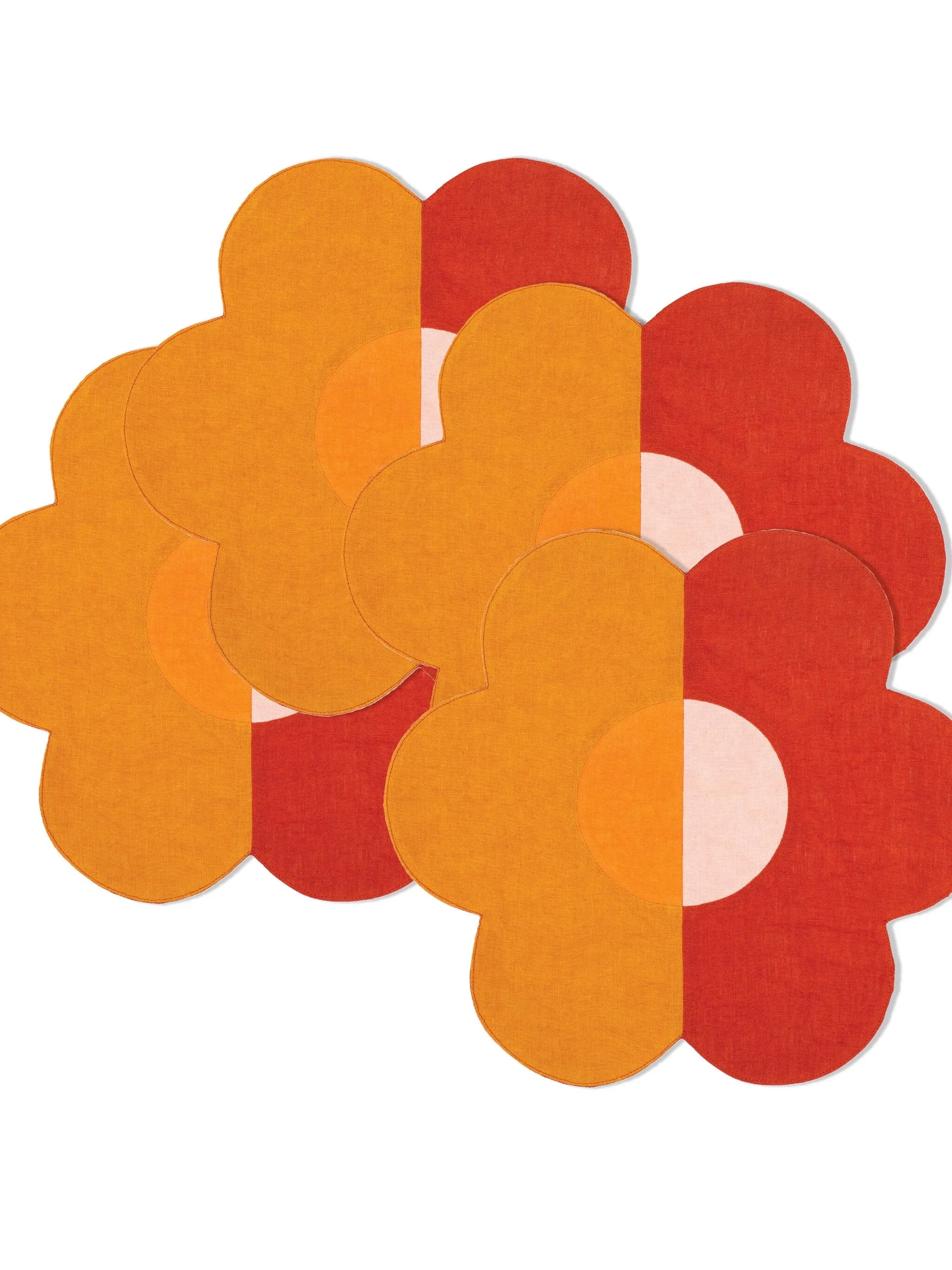 flower-shaped linen placemats (set of four)