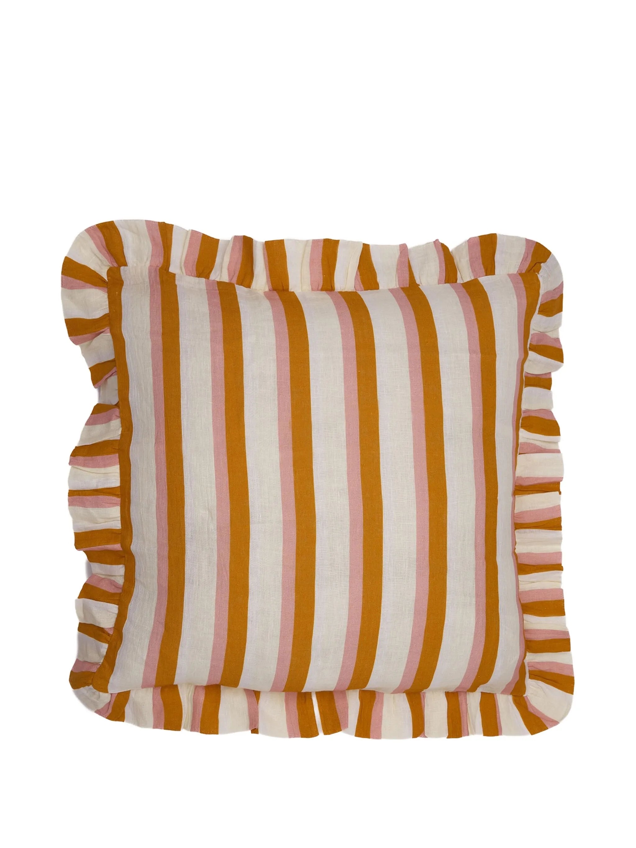 striped ruffled cushion cover