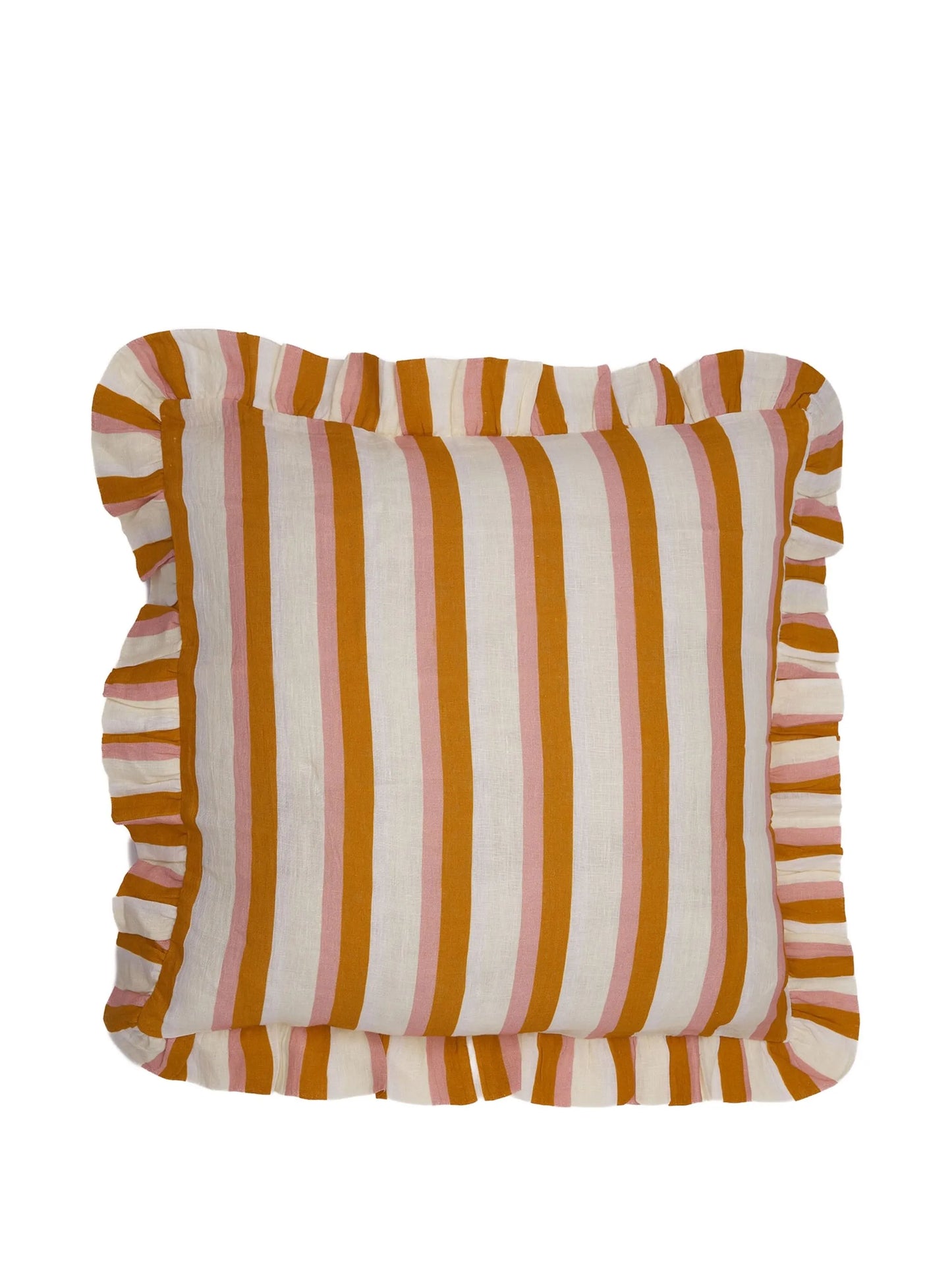 striped ruffled cushion cover
