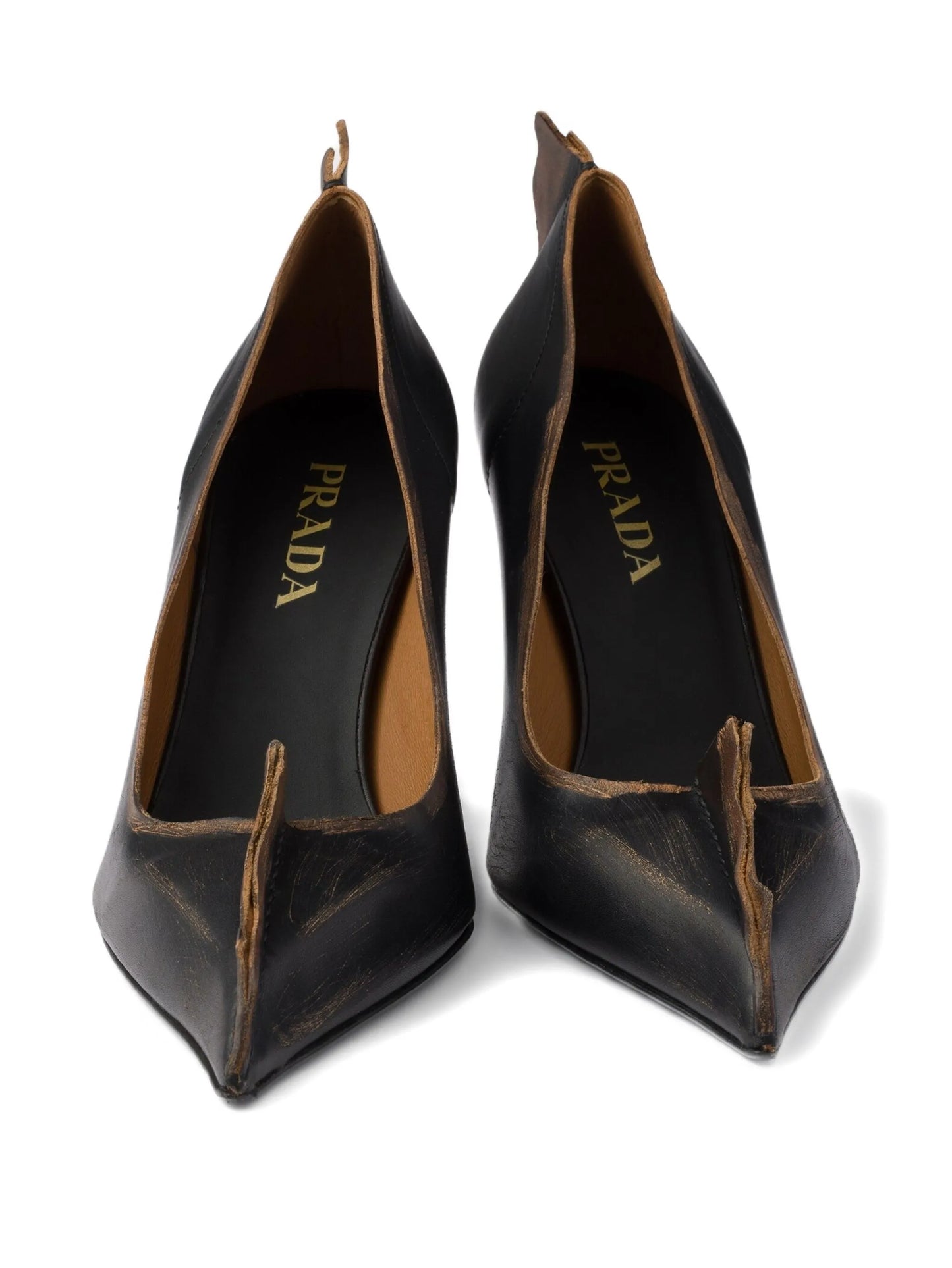 85mm Antiqued leather pointed-toe pumps