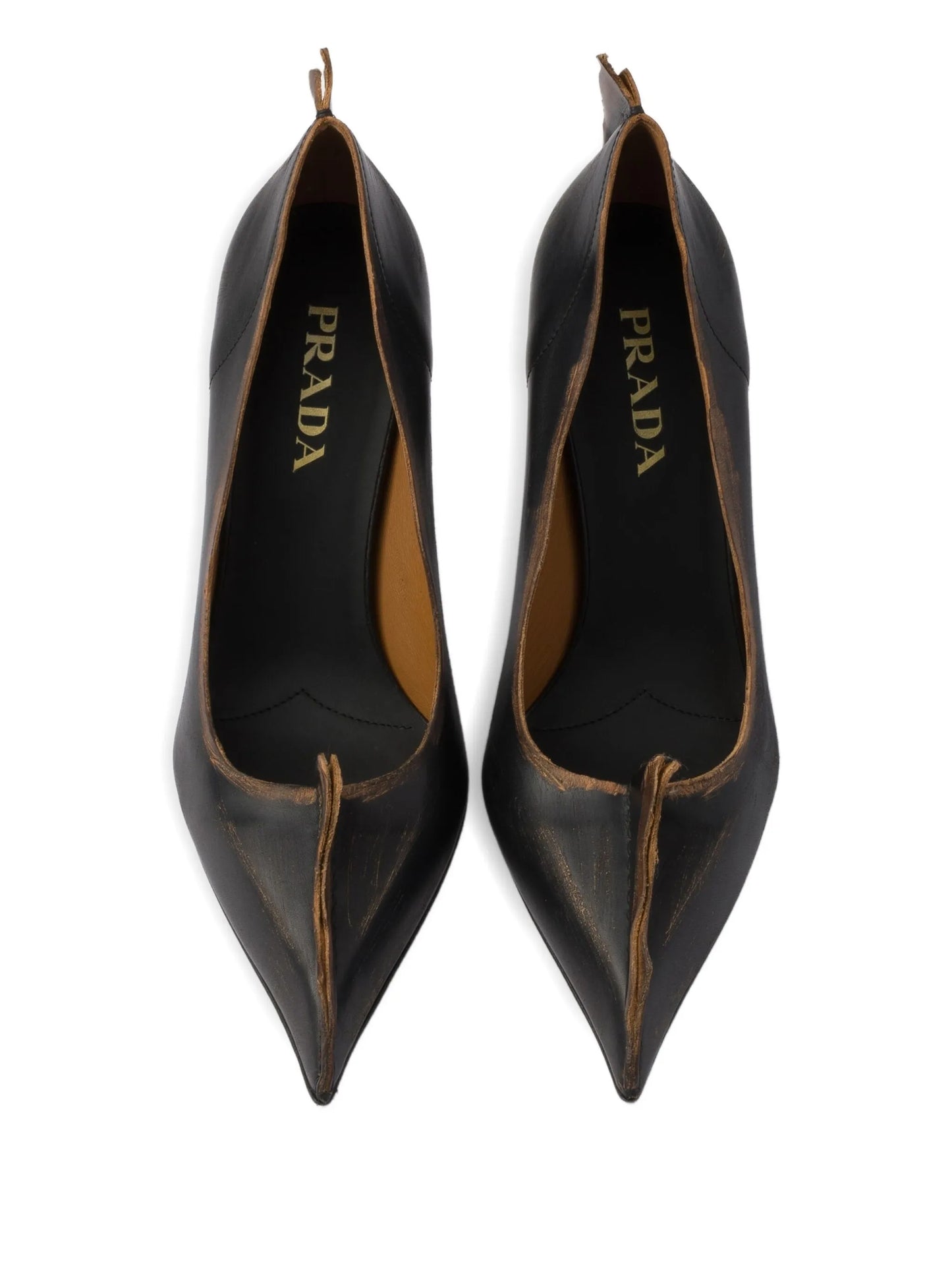 85mm Antiqued leather pointed-toe pumps