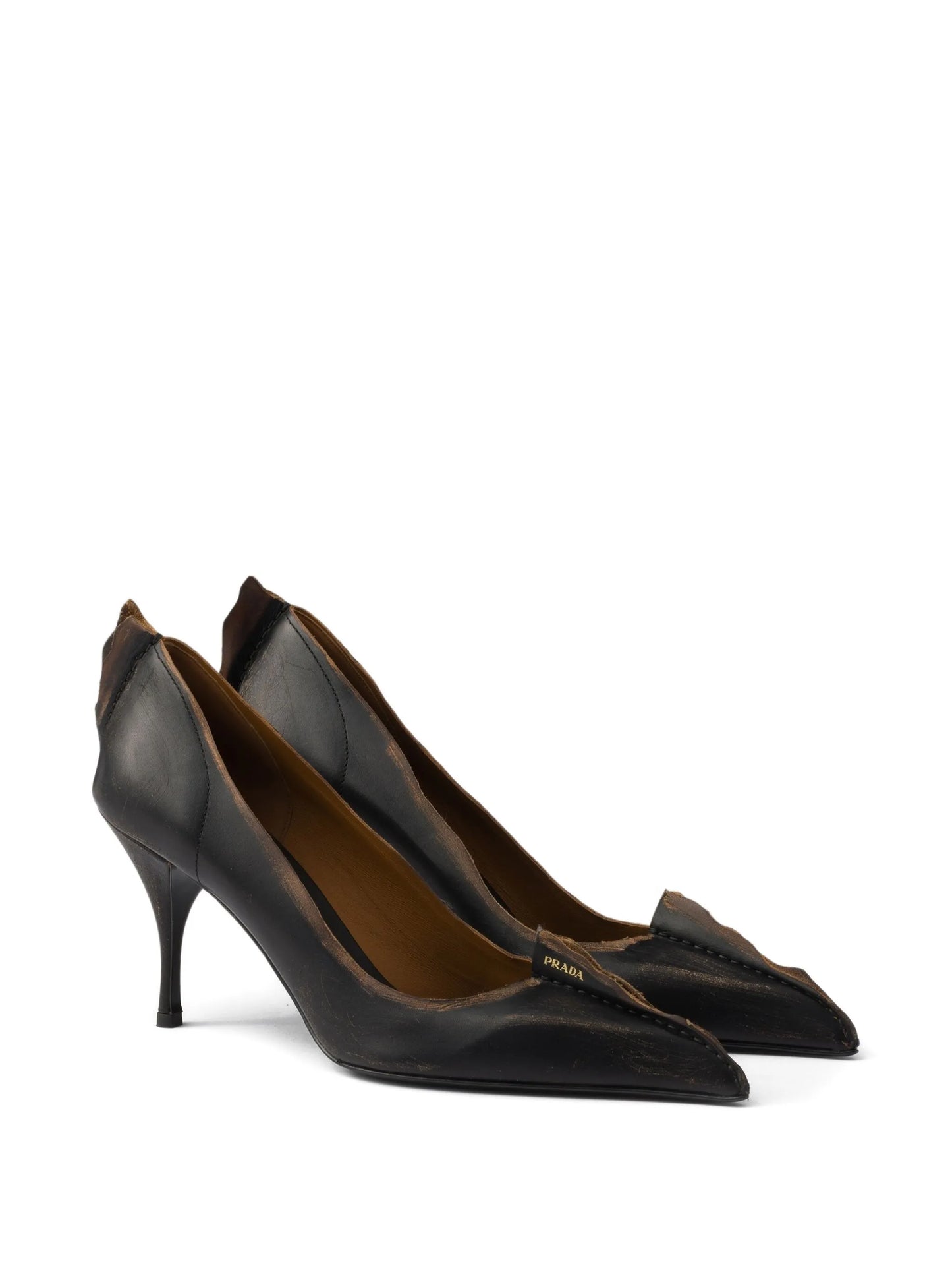 85mm Antiqued leather pointed-toe pumps