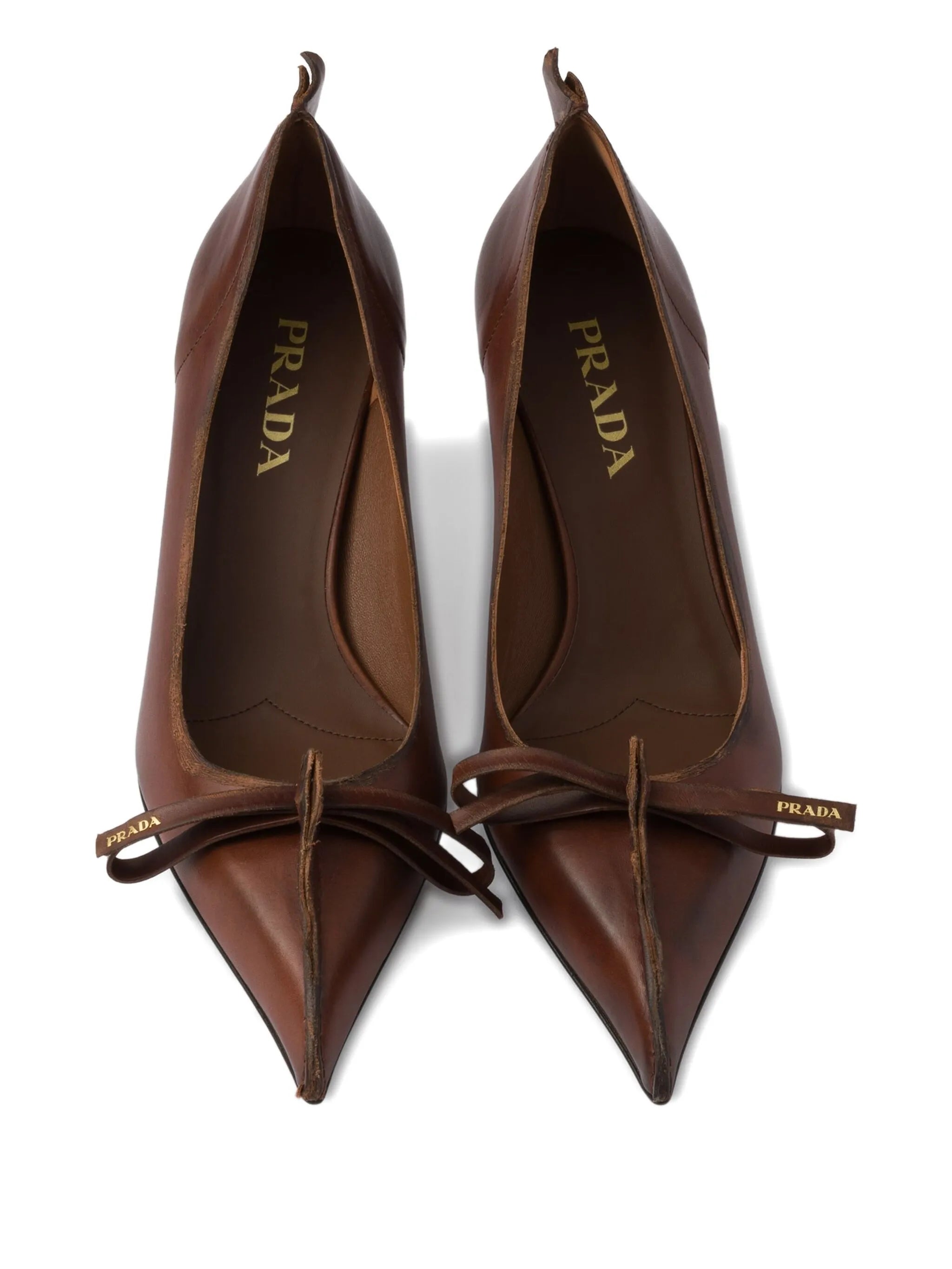 55 mm Antiqued leather pointed-toe pumps