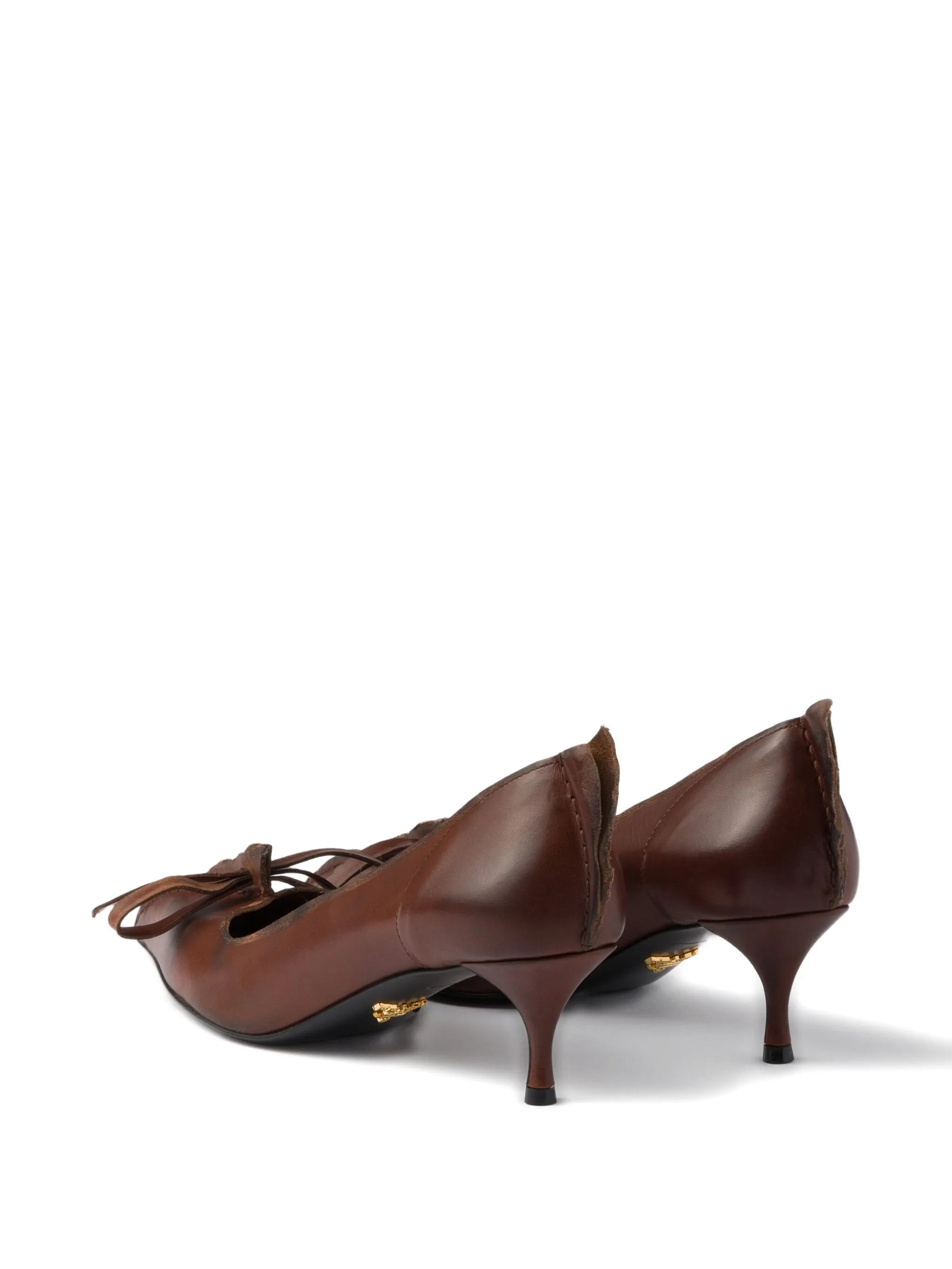 55 mm Antiqued leather pointed-toe pumps