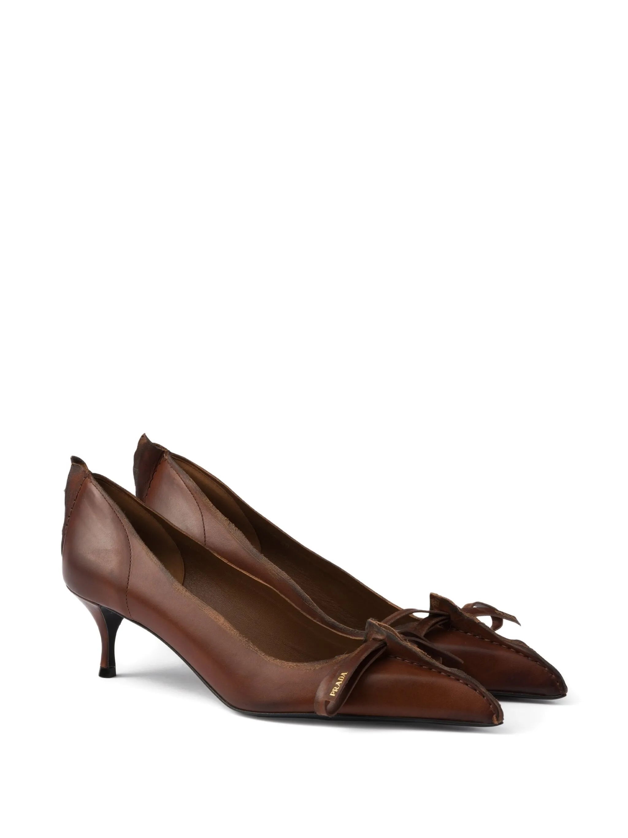 55 mm Antiqued leather pointed-toe pumps