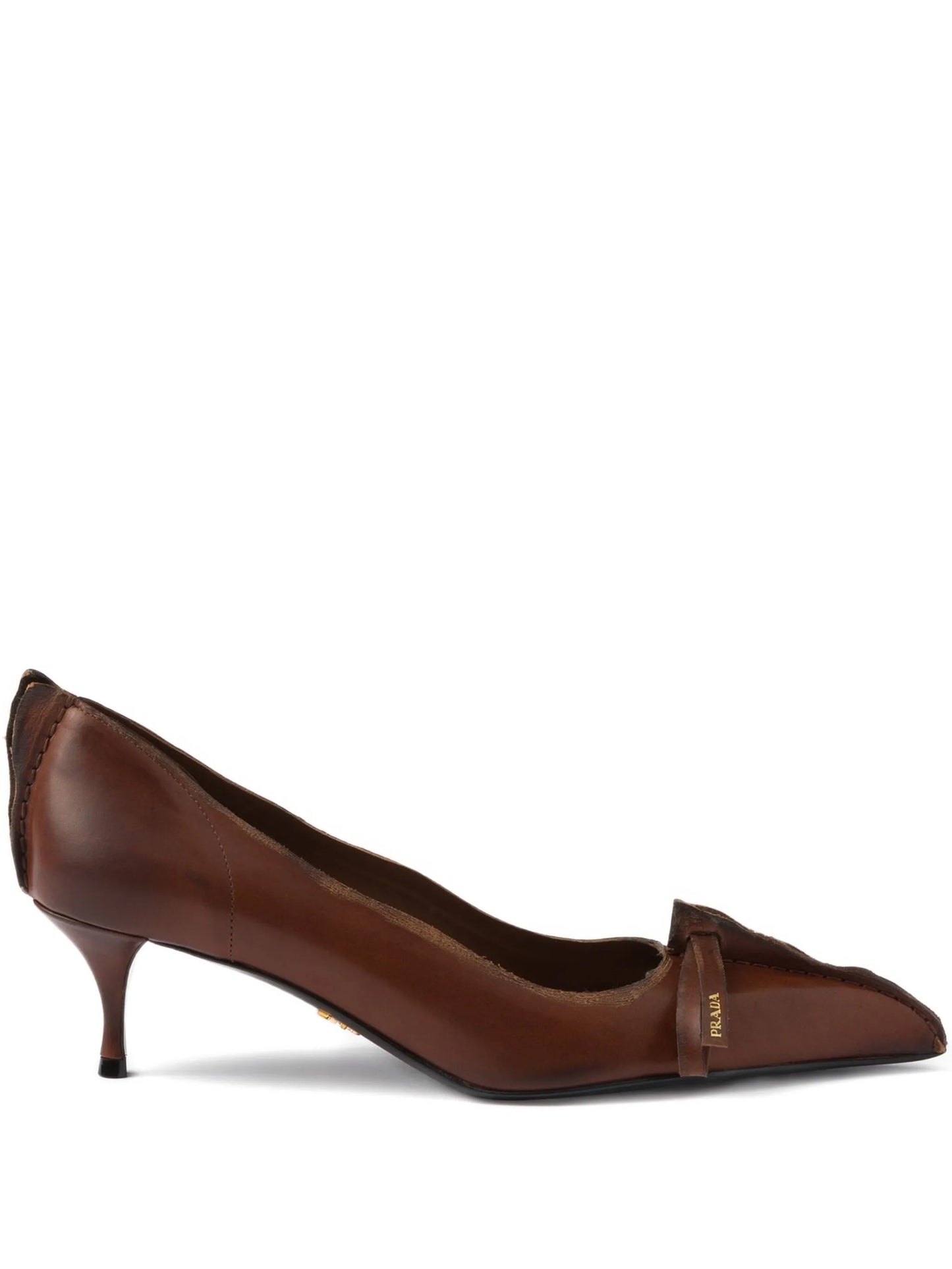 55 mm Antiqued leather pointed-toe pumps