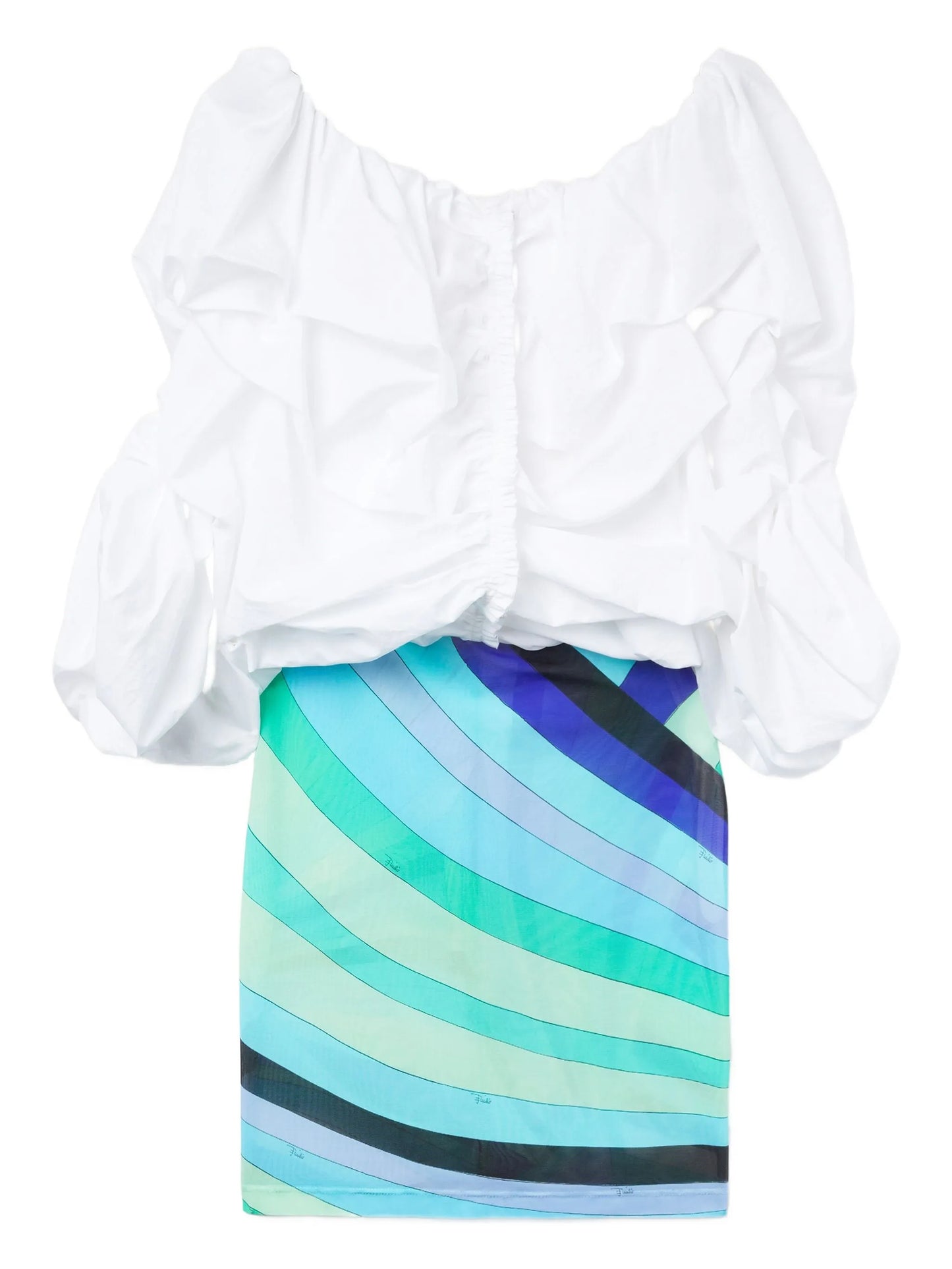 puff-sleeve printed dress