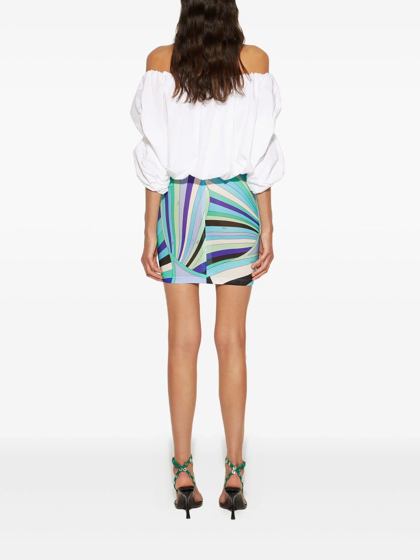 puff-sleeve printed dress