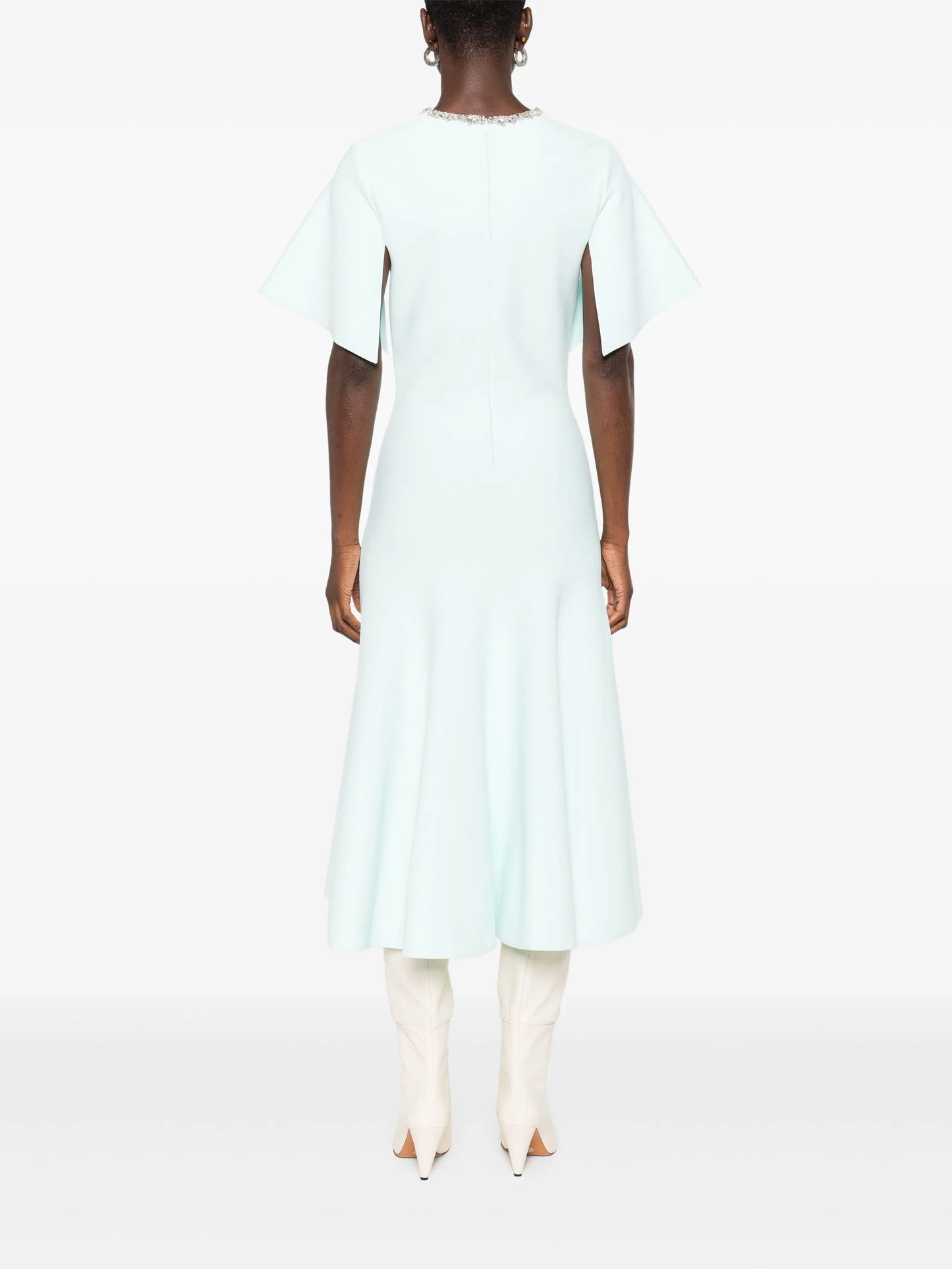 embellished short-sleeve midi dress