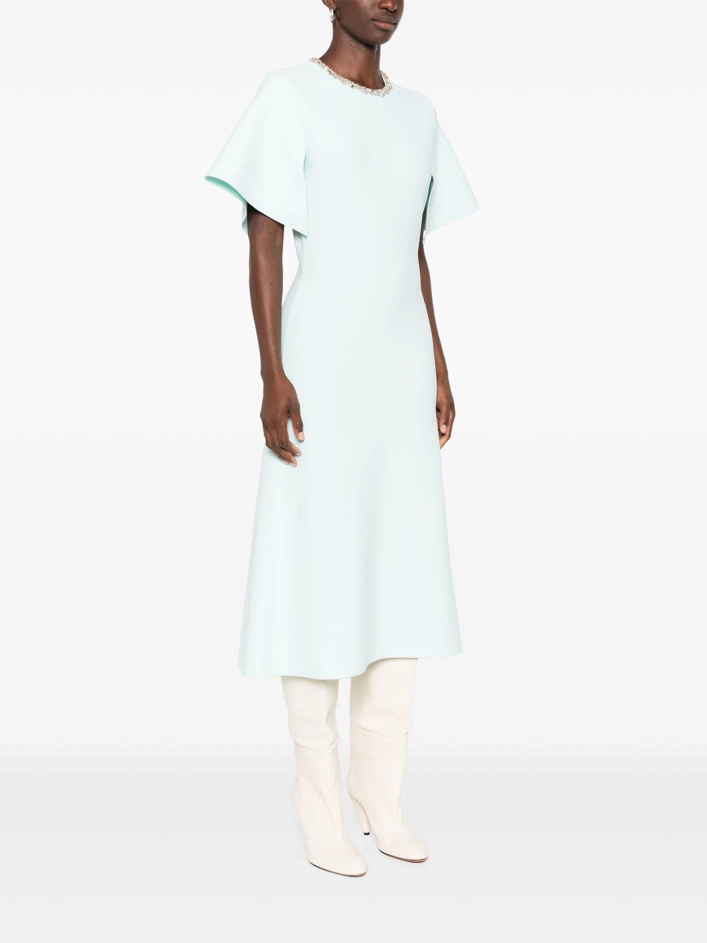embellished short-sleeve midi dress