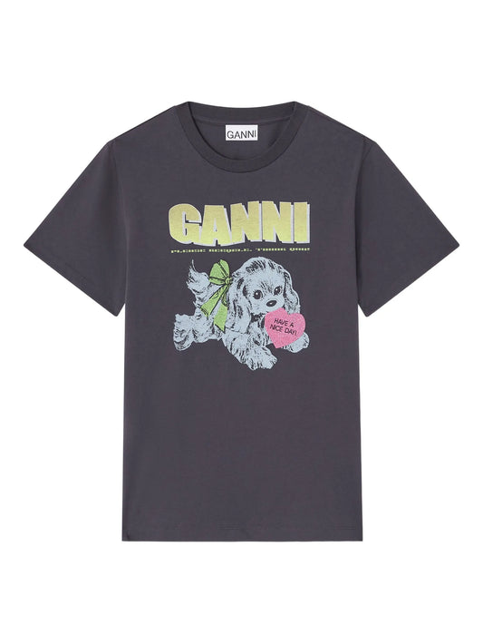 Puppy dog-print graphic T-shirt