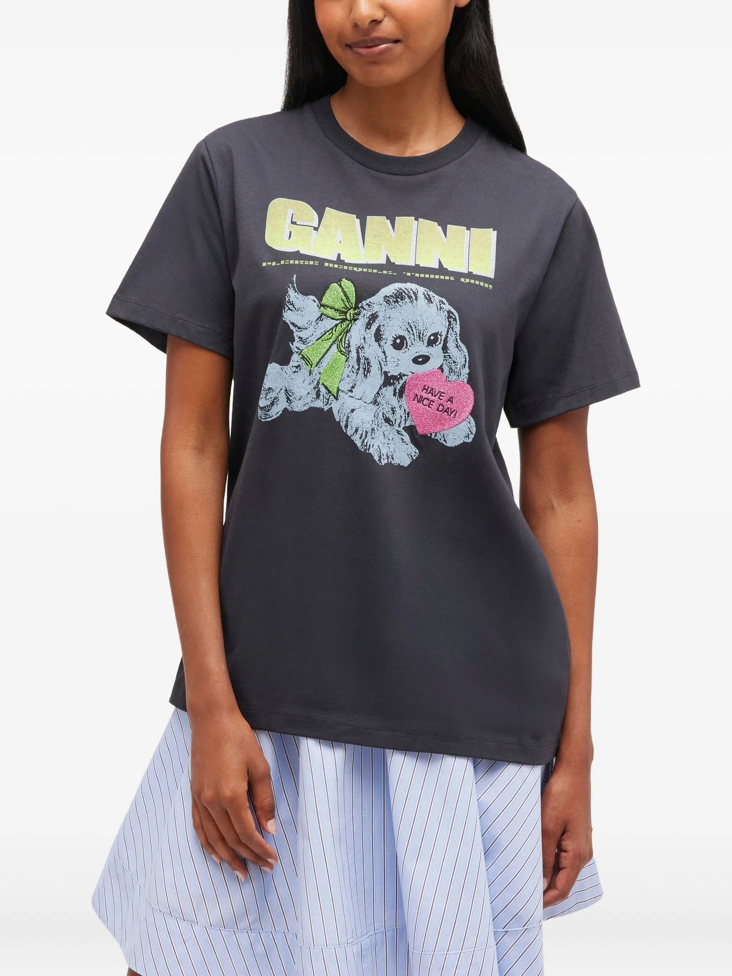 Puppy dog-print graphic T-shirt
