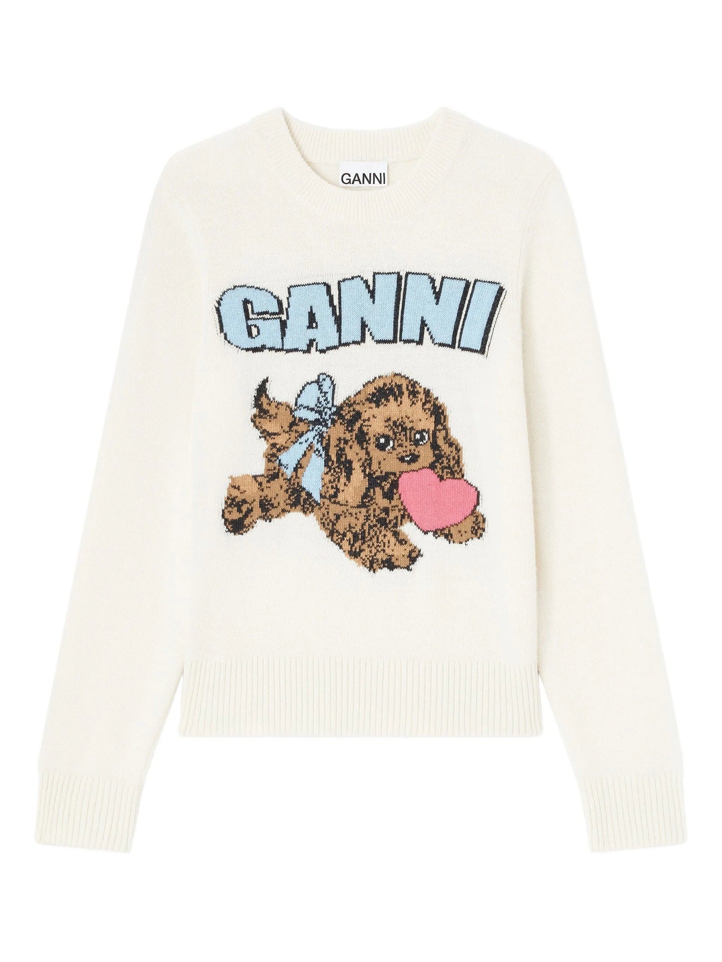 Puppy logo intarsia sweater