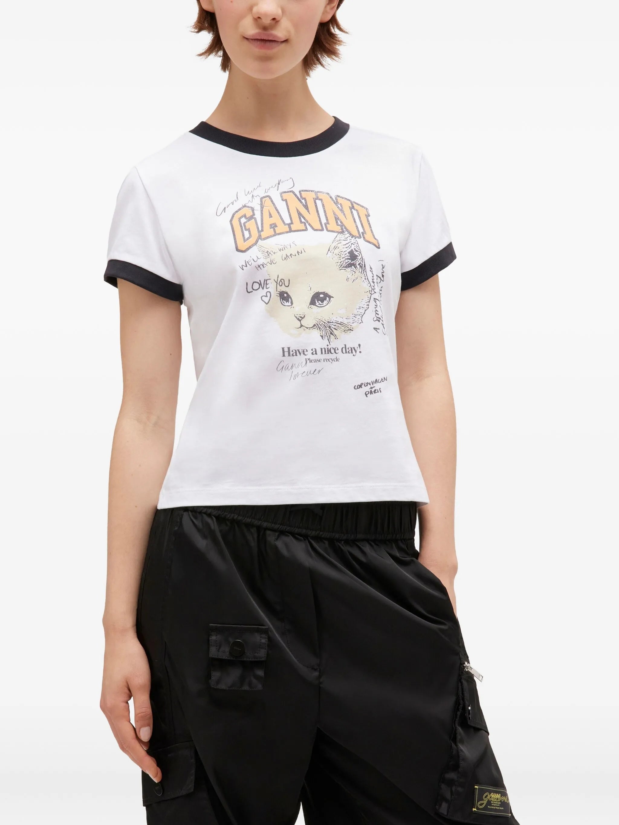 Kitty-print ringer top