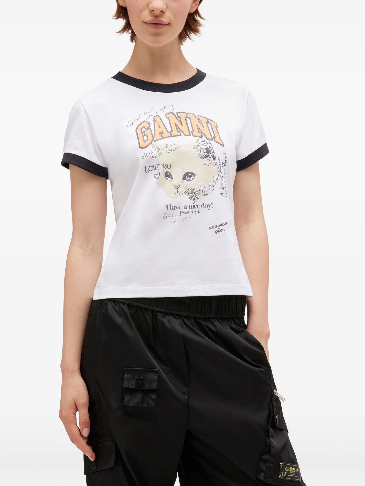 Kitty-print ringer top