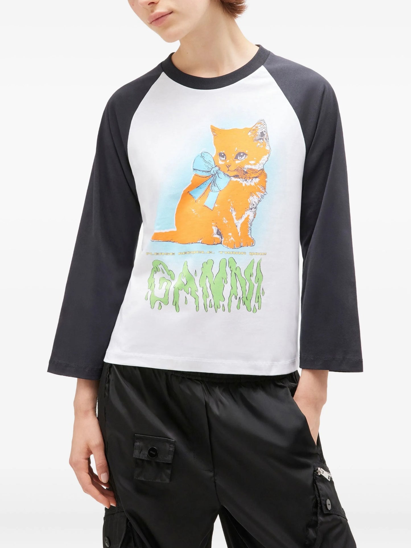 Kitty-print baseball top