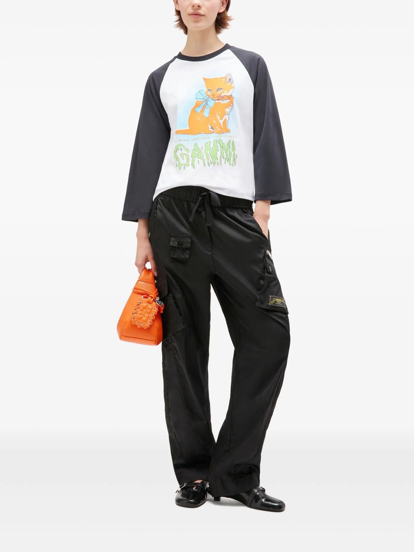 Kitty-print baseball top