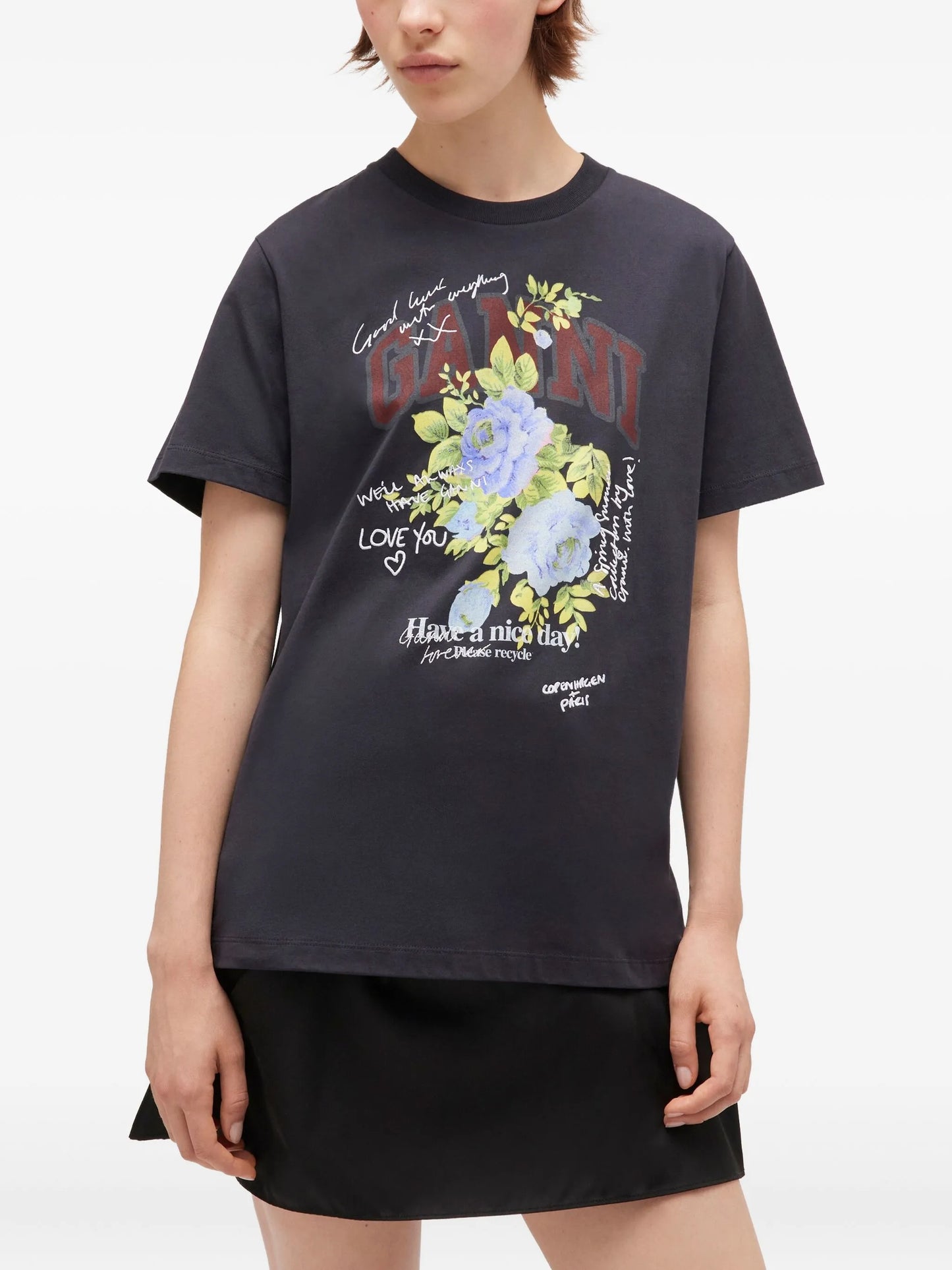 floral-print graphic T-shirt