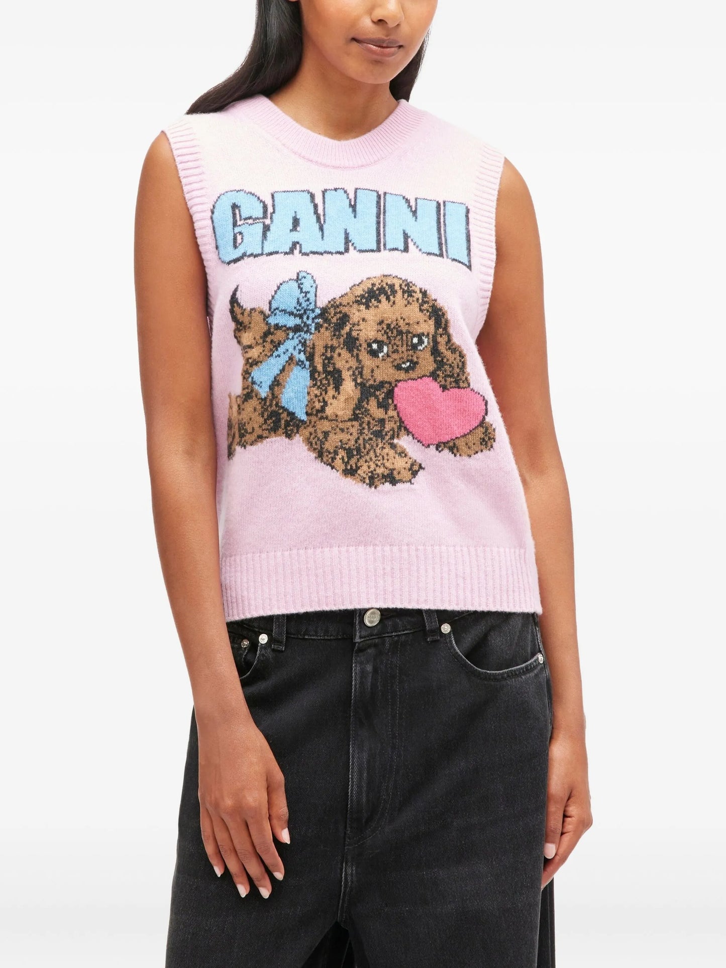 Puppy logo sleeveless knit vest