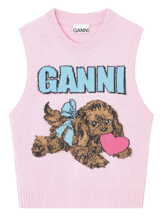 Puppy logo sleeveless knit vest
