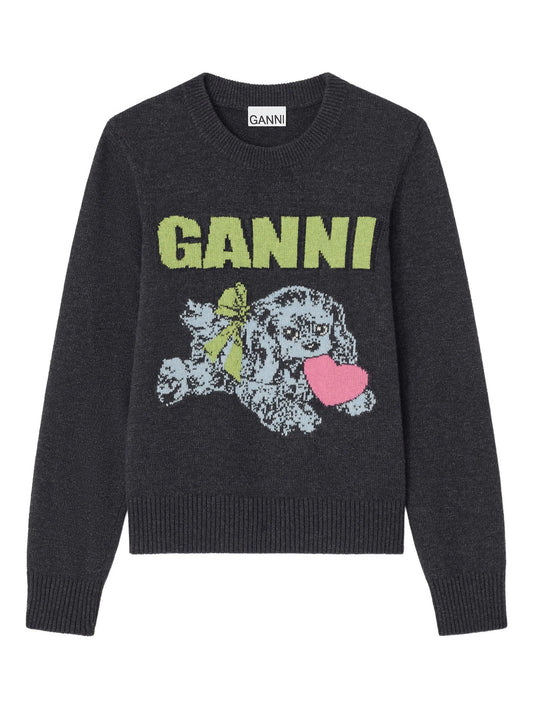 Puppy-logo crew-neck sweater
