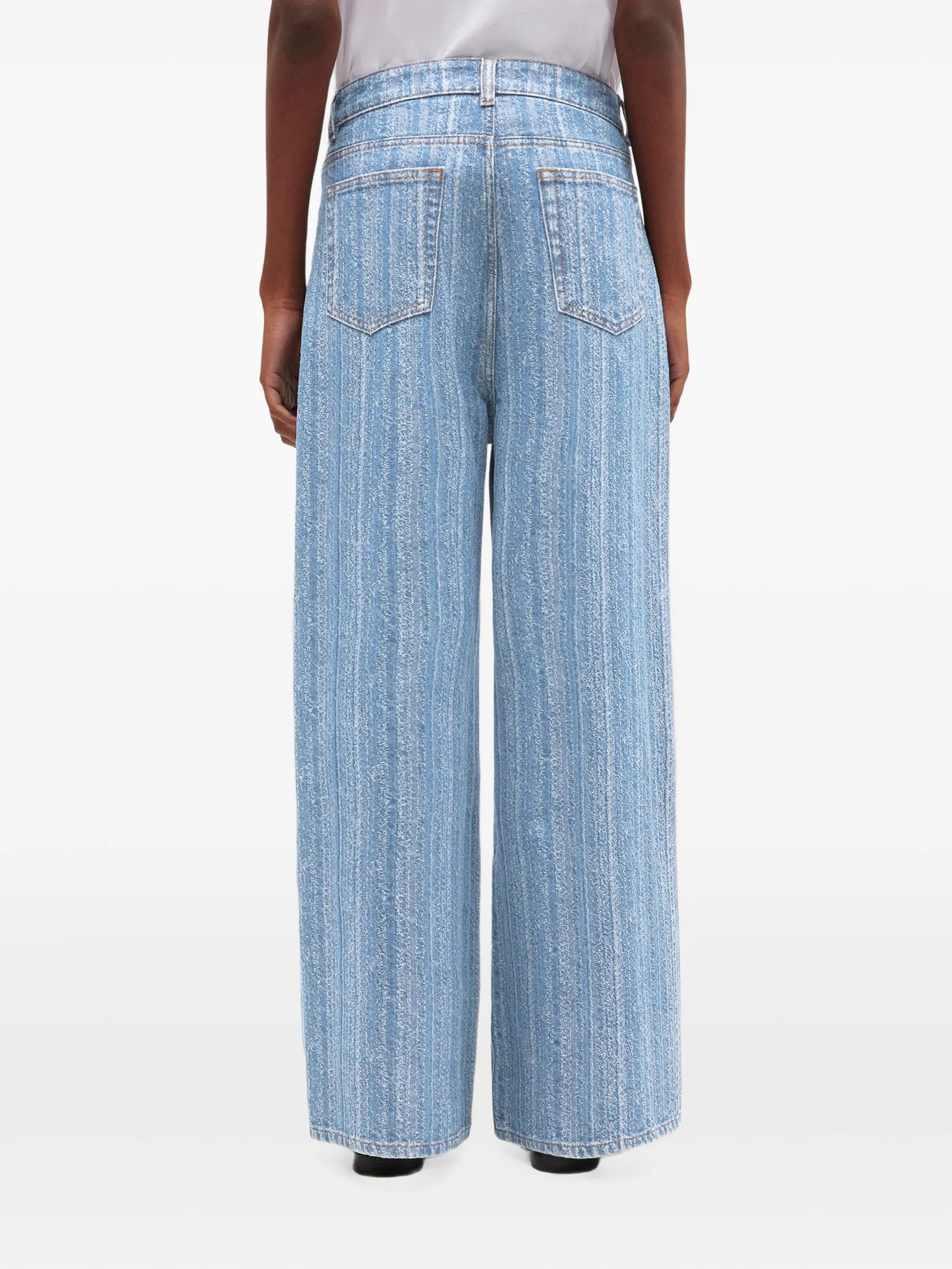 horizontal-pattern deconstructed jeans