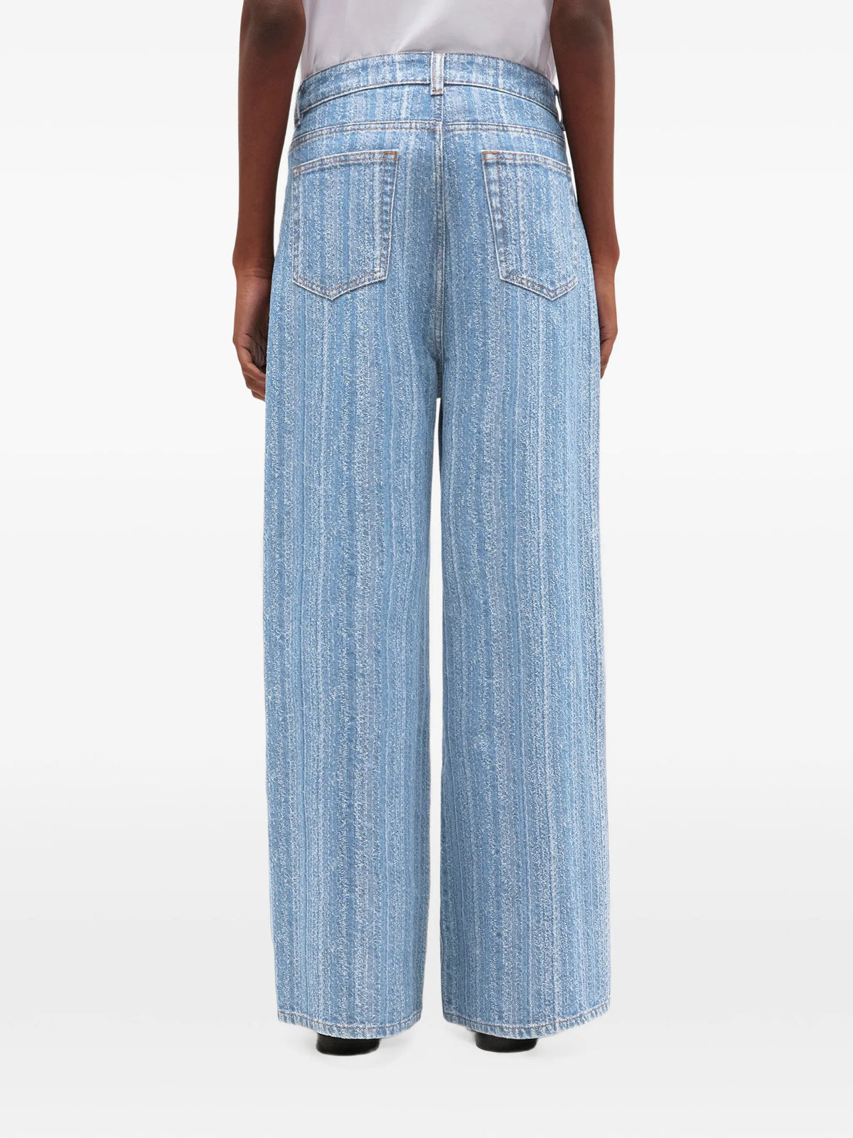 horizontal-pattern deconstructed jeans