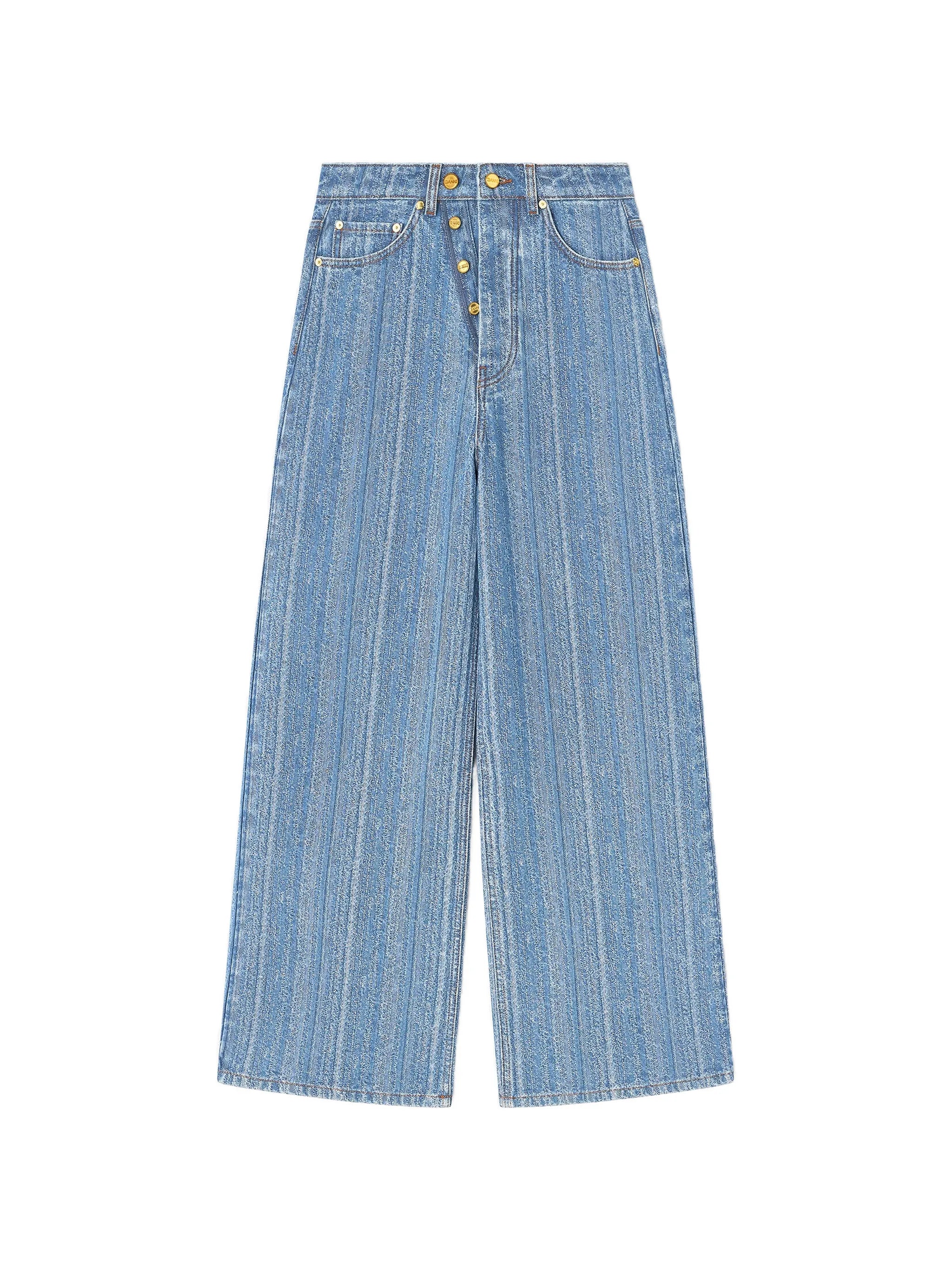 horizontal-pattern deconstructed jeans