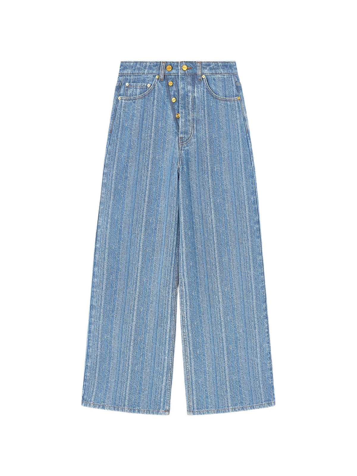 horizontal-pattern deconstructed jeans