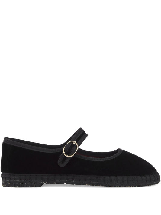 Antonia velvet buckle ballet flats