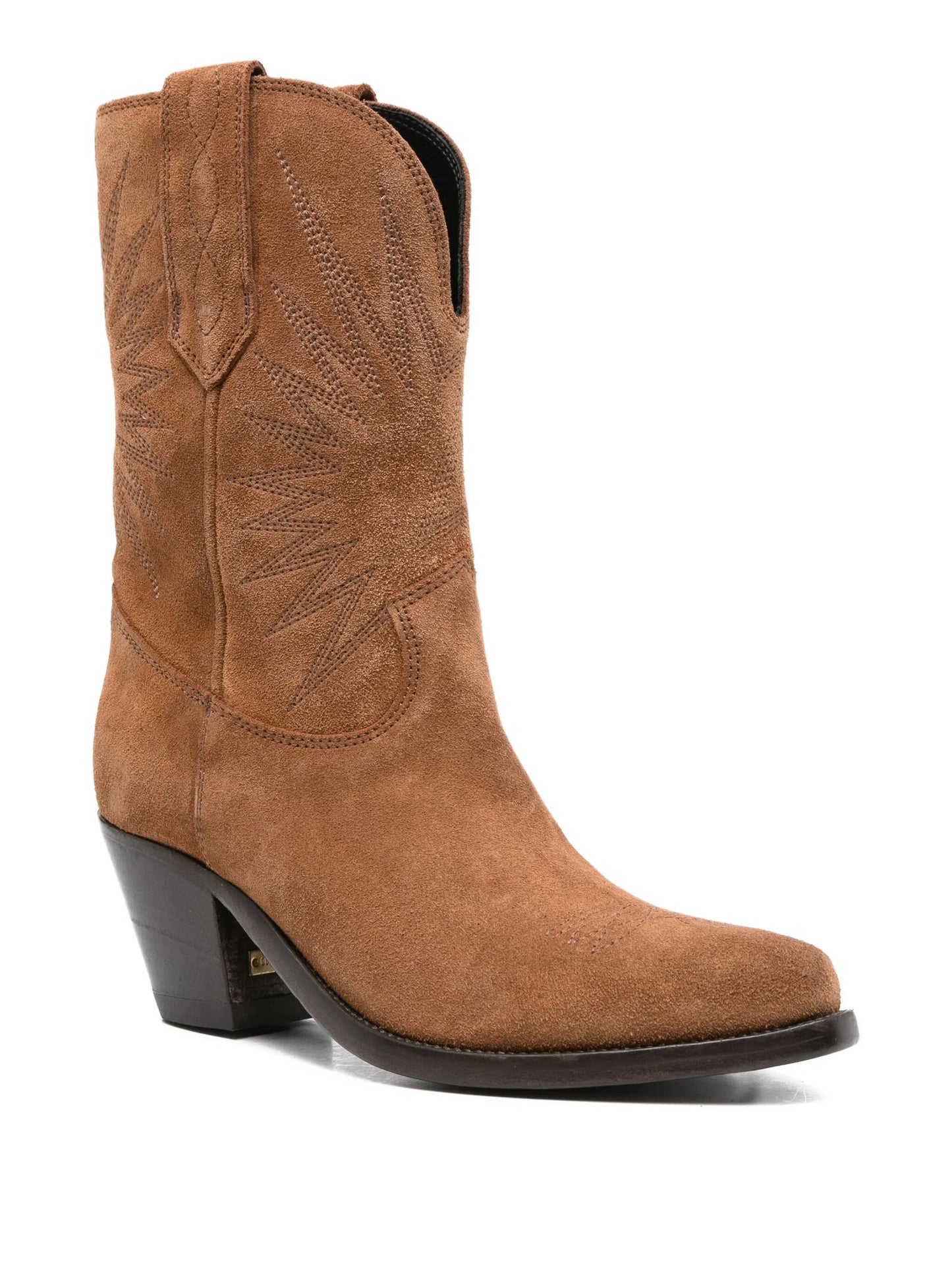 embroidered suede boots