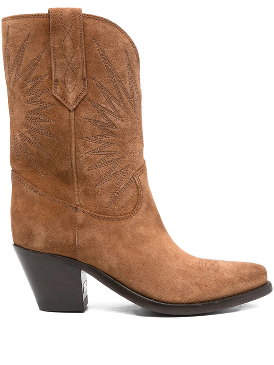 embroidered suede boots