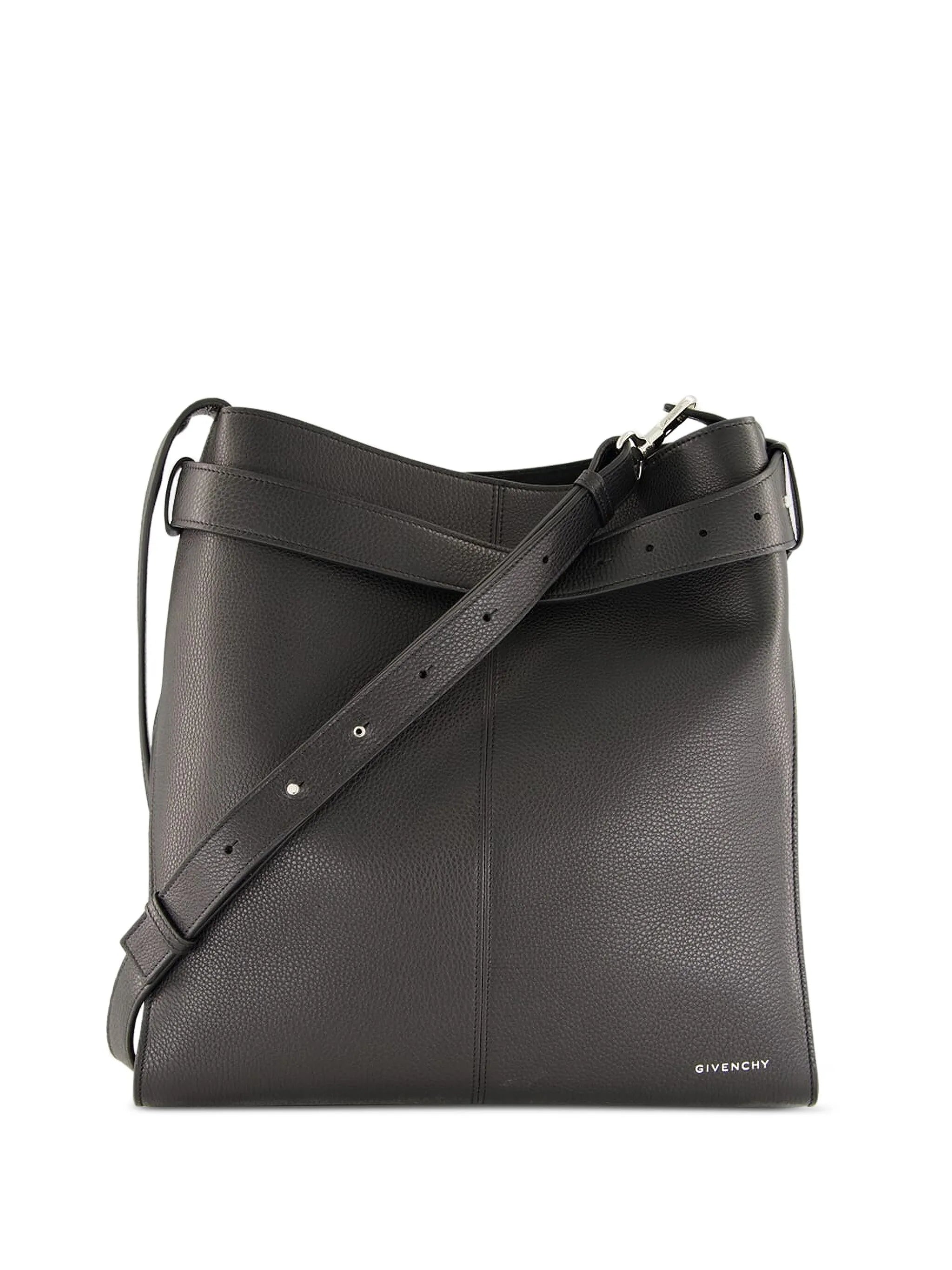 Medium Belted shoulder bag in grained leather
