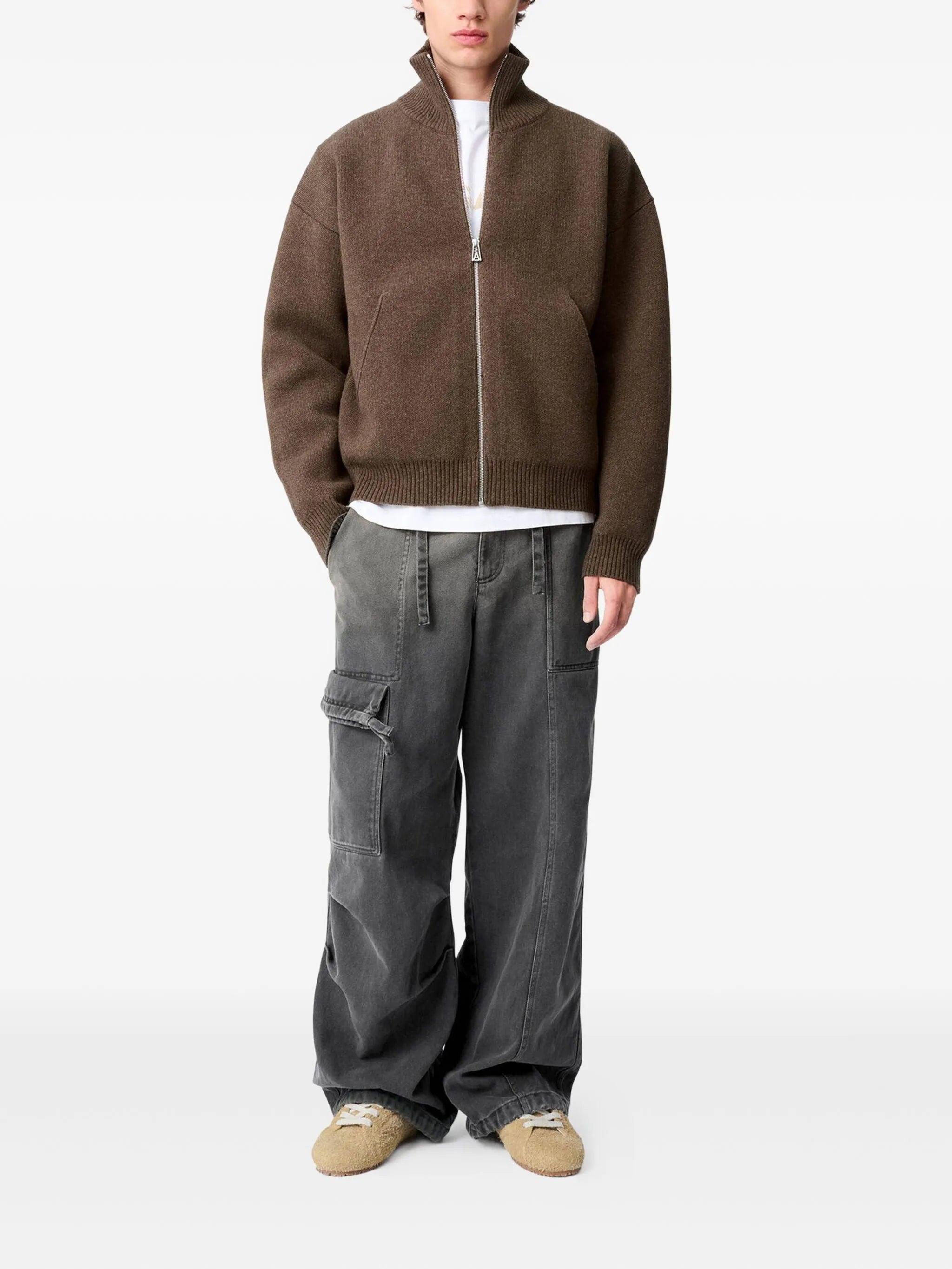 Core zipped high-neck cardigan