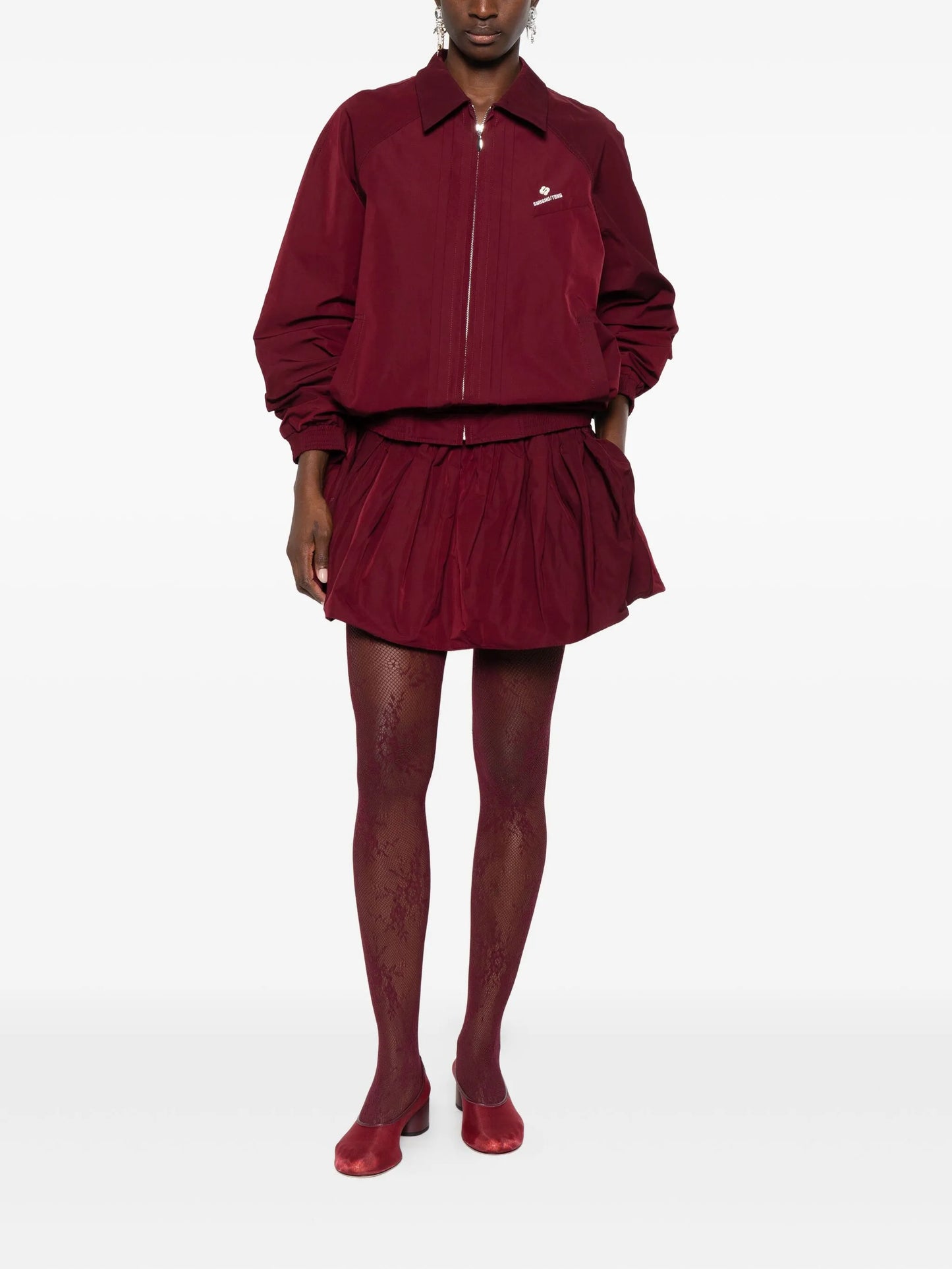 pleated A-line skirt